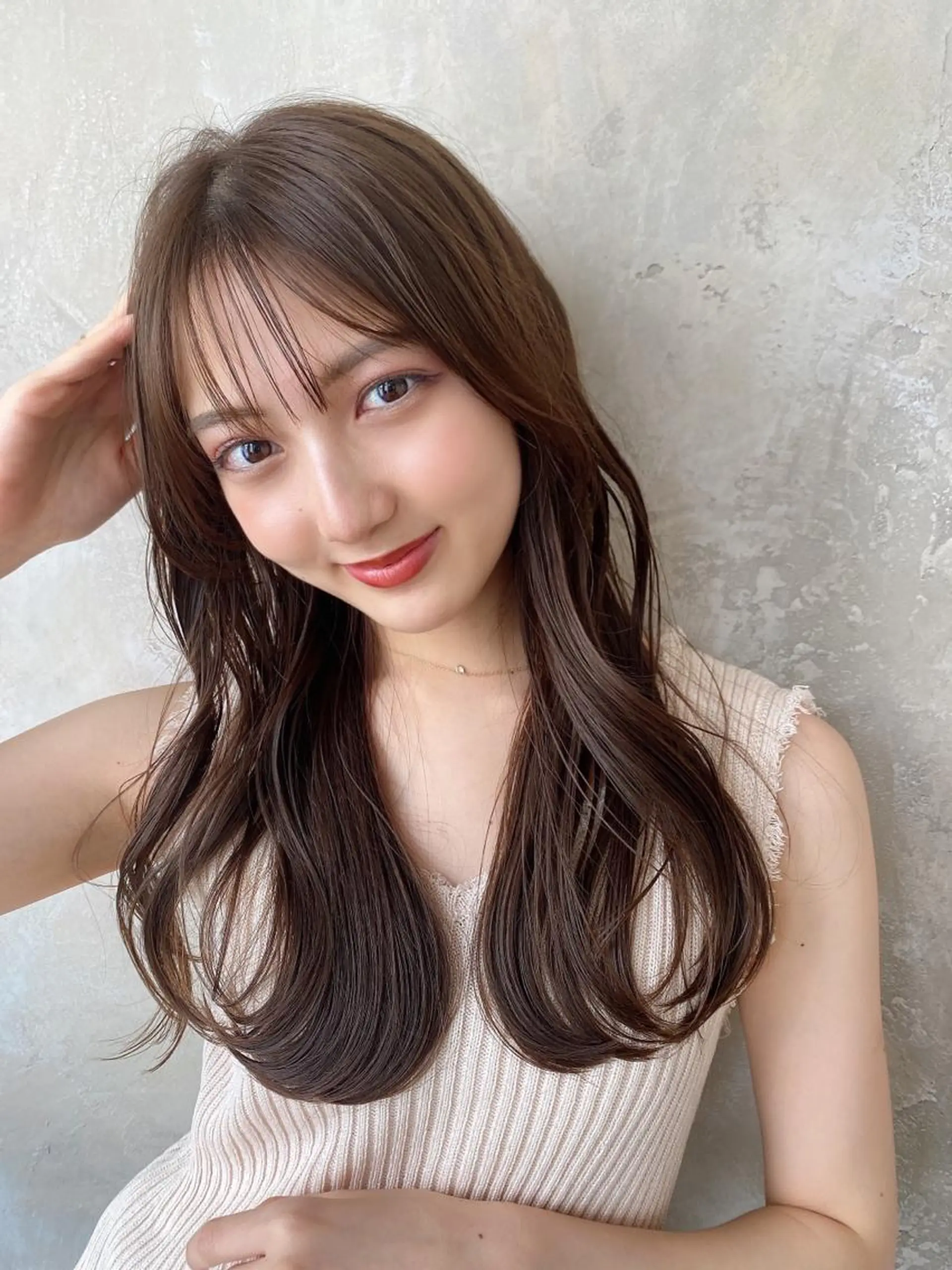 セミロング カラー ベージュカラー ブラウンカラー ブラウンベージュ くびれヘア 顔周りカット 顔周り/くびれヘア 韓国ヘア💕風間るなのヘアスタイル