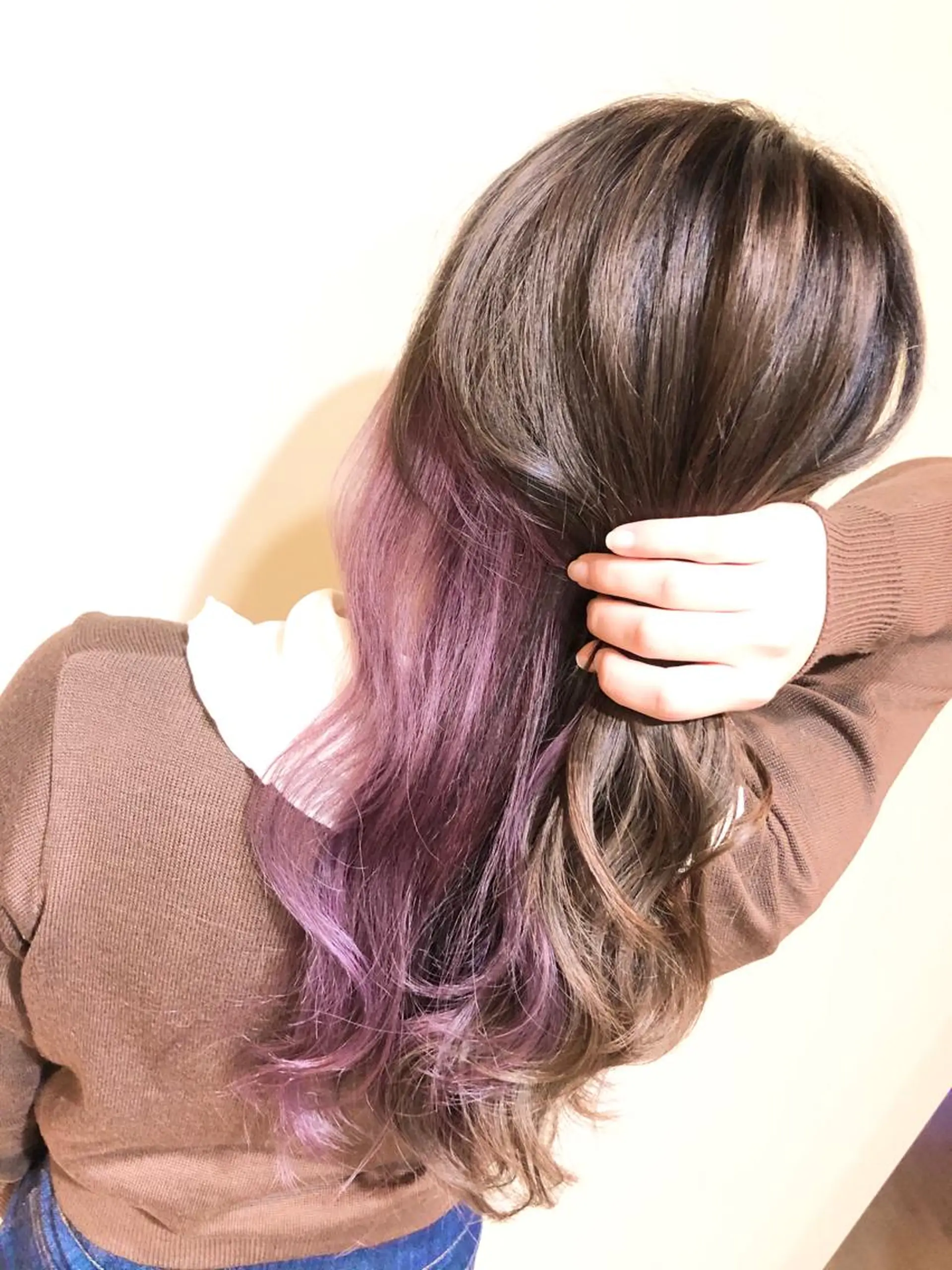 ロング カラー ブリーチ ピンクカラー ピンクパープル パープルカラー ヘアカラー トリートメント 💓シールエクステ ルミエールのヘアスタイル