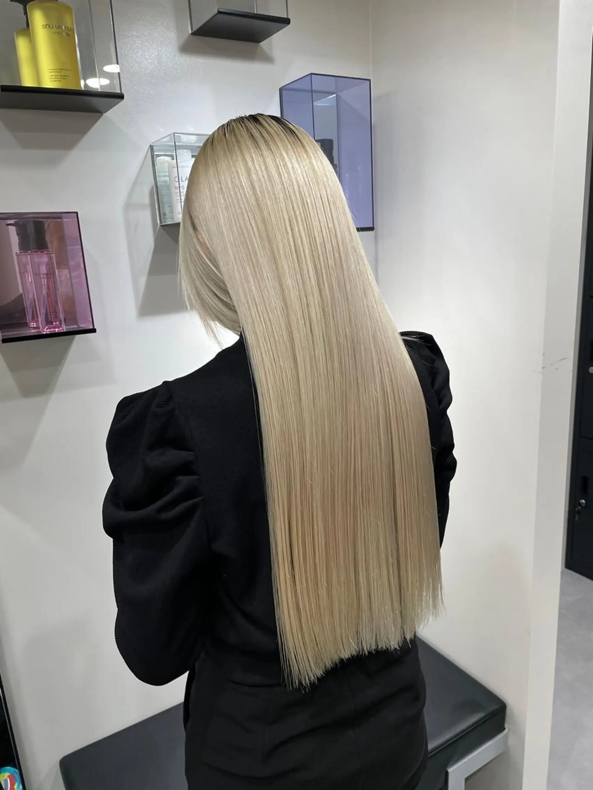 ロング カラー トリートメント 切りっぱなしボブ レイヤー/縮毛矯正のヘアスタイル