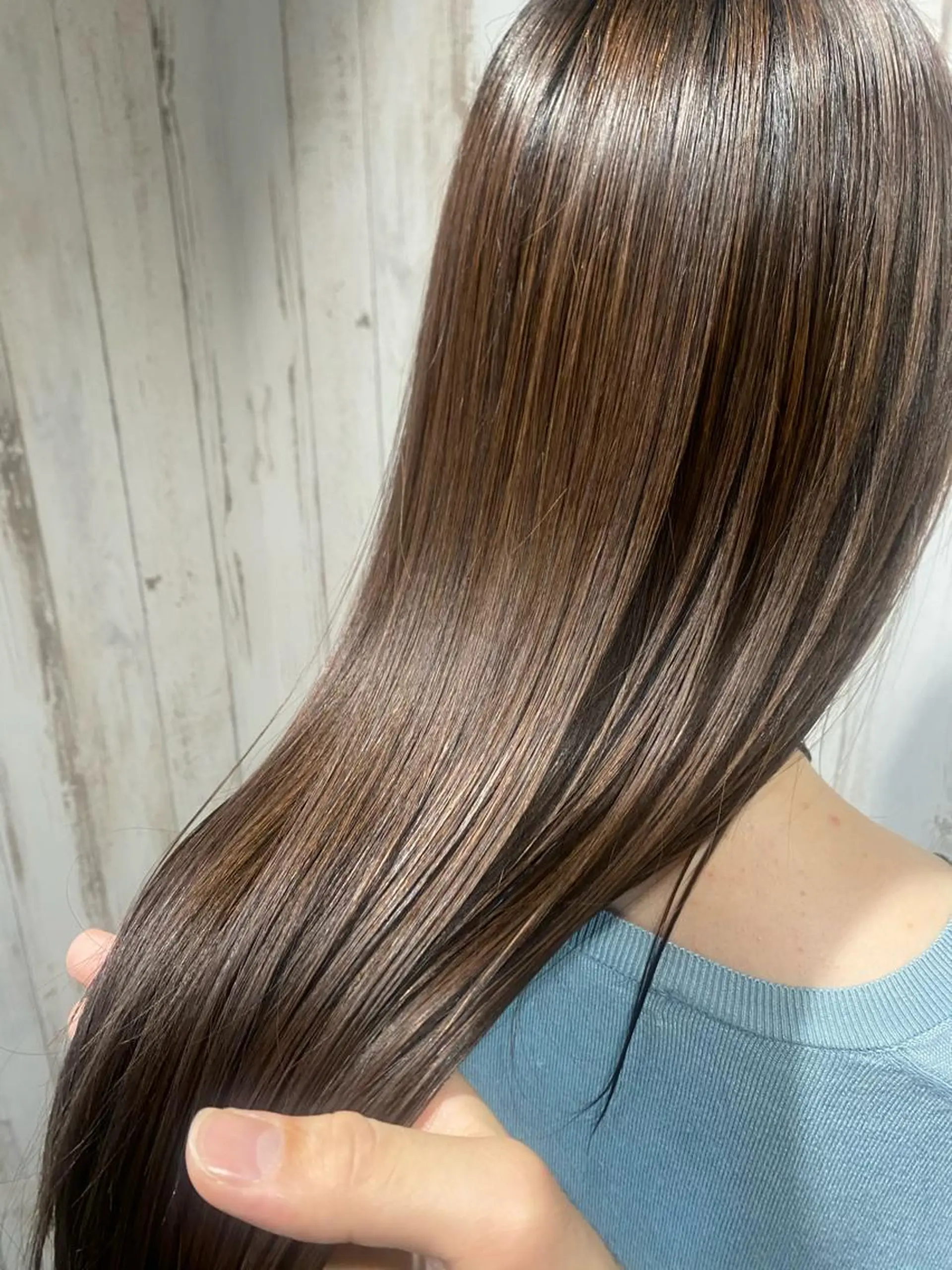 セミロング 髪質改善 トリートメント カット 縮毛矯正 トリートメント 【髪質改善・矯正 ・ハイライト】ハナカのヘアスタイル