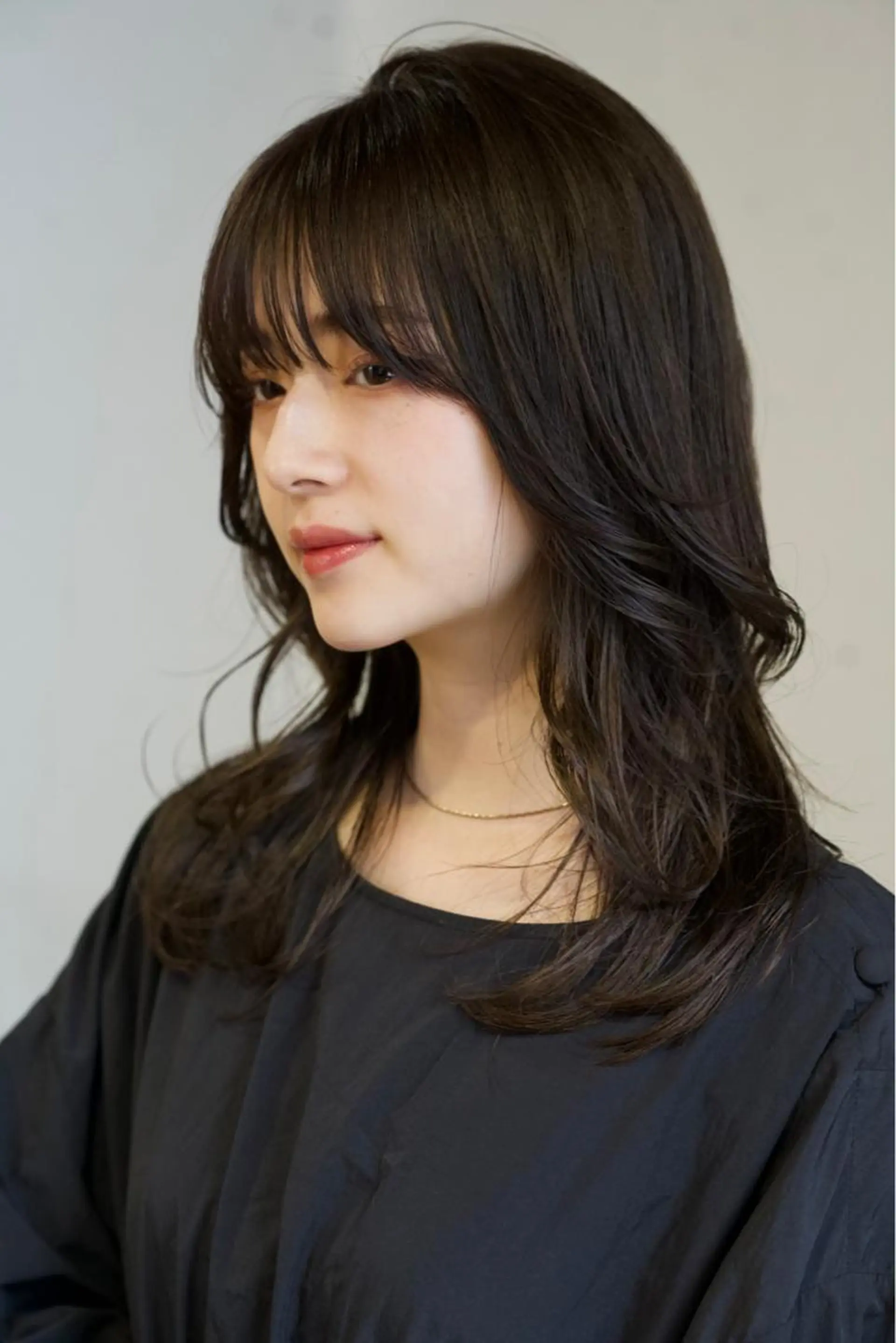 セミロング 顔周りカット レイヤーカット 美髪改善ストレート/ 植村友哉のヘアスタイル