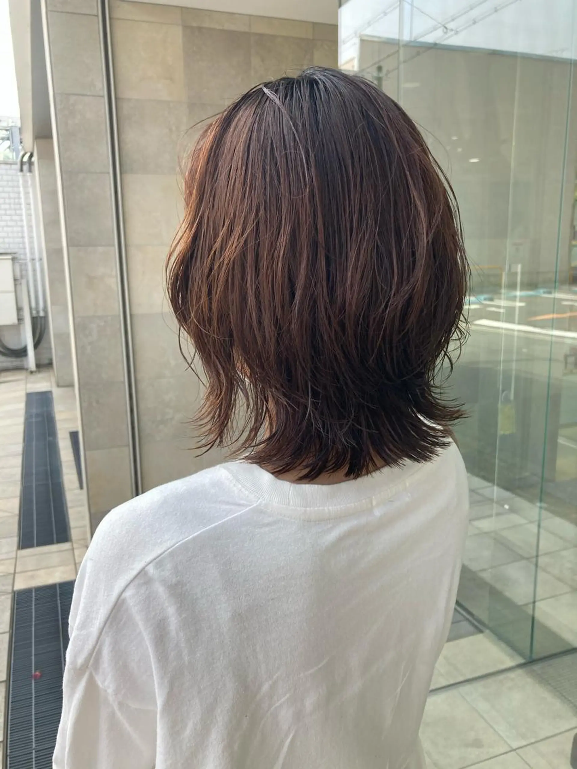 ミディアム カラー ピンクカラー レイヤーカット 田中 あかねのヘアスタイル