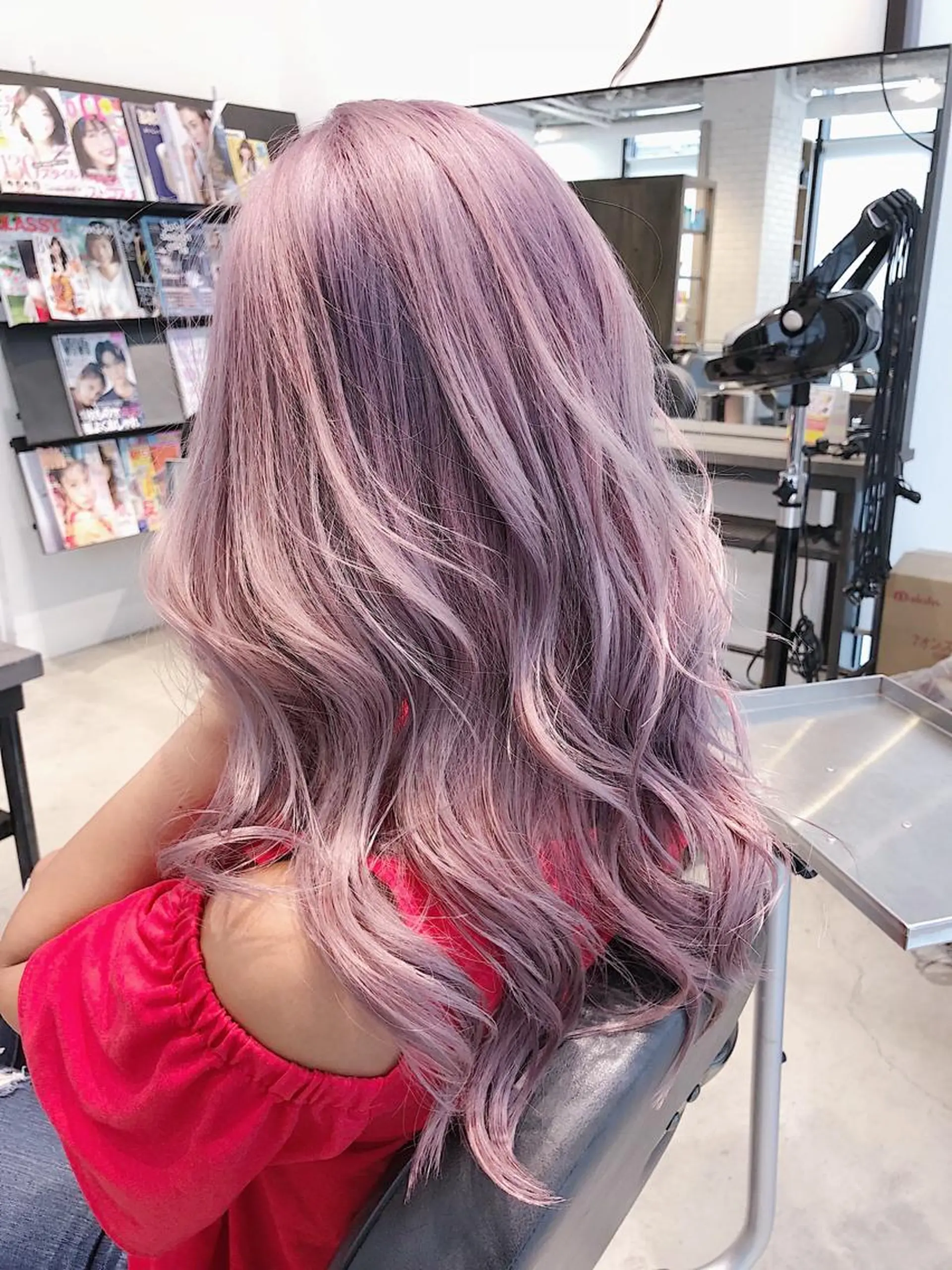 セミロング カラー ブリーチ ラベンダーカラー ラベンダーピンク ピンクカラー ノンダメージ髪質改善 カラー💎/KURAのヘアスタイル