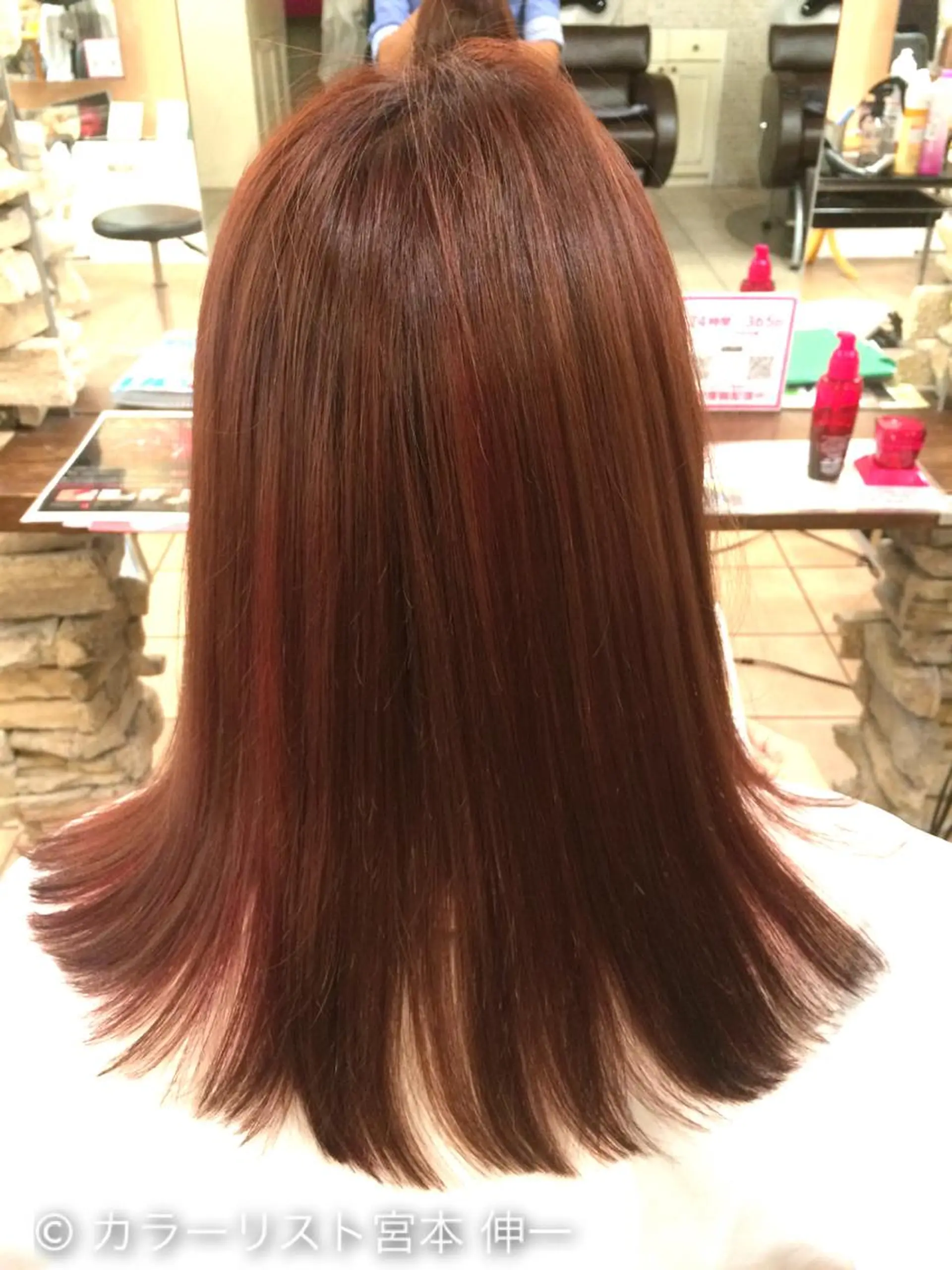 セミロング ロング カラー ハイライトカラー ピンクカラー ハイライト カラー/髪質改善スペ シャリスト宮本　伸一のヘアスタイル