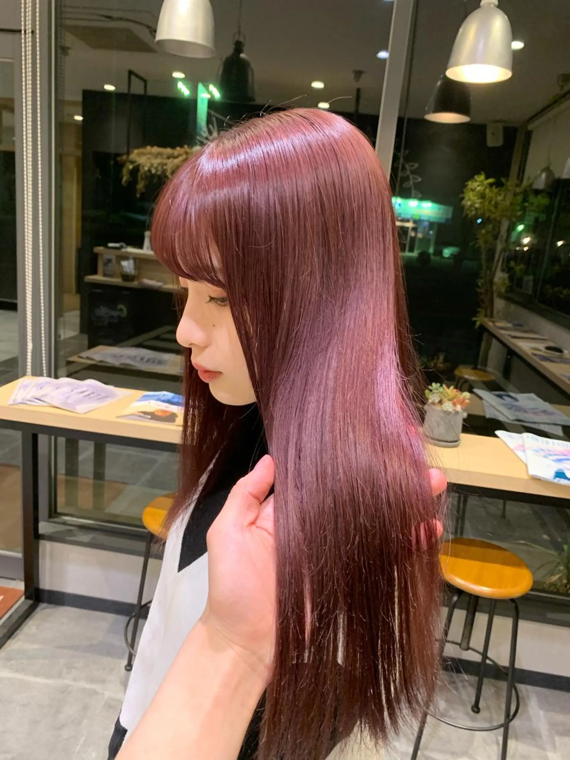 ロング カラー ブリーチ ブラウンカラー ピンクカラー ピンクブラウン ヘアカラー 名古屋／デザイン／ ブリーチ/松井亮磨のヘアスタイル