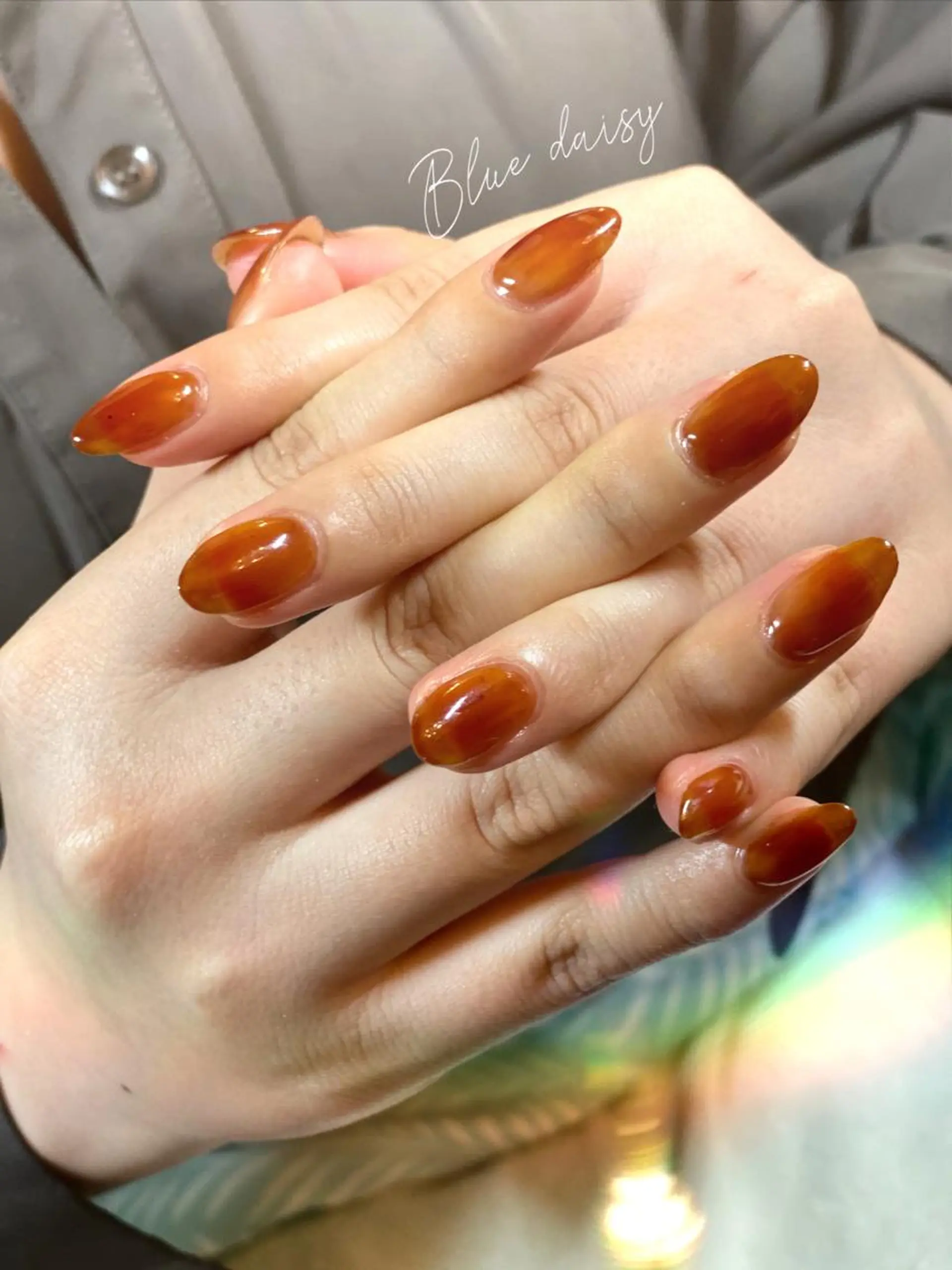 ネイル ブラウン Blue daisy 栄本店のネイルデザイン