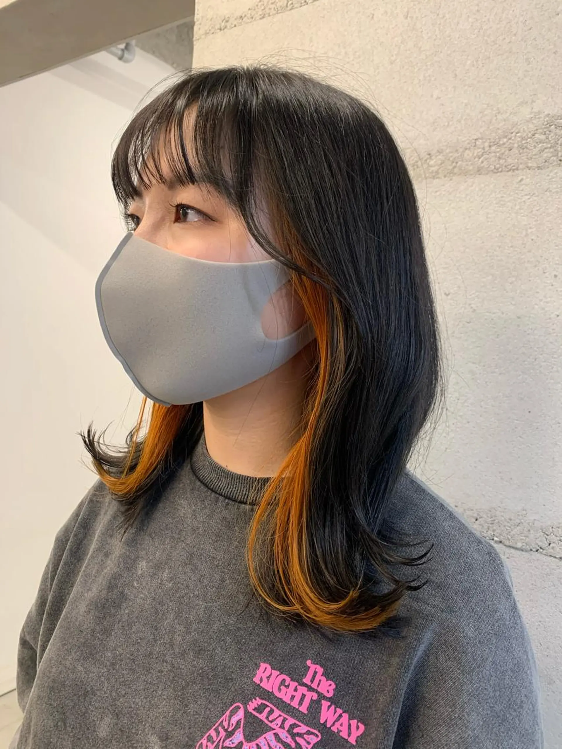 ミディアム カラー 透明感/オリーブ/ グレージュ/YUKAのヘアスタイル