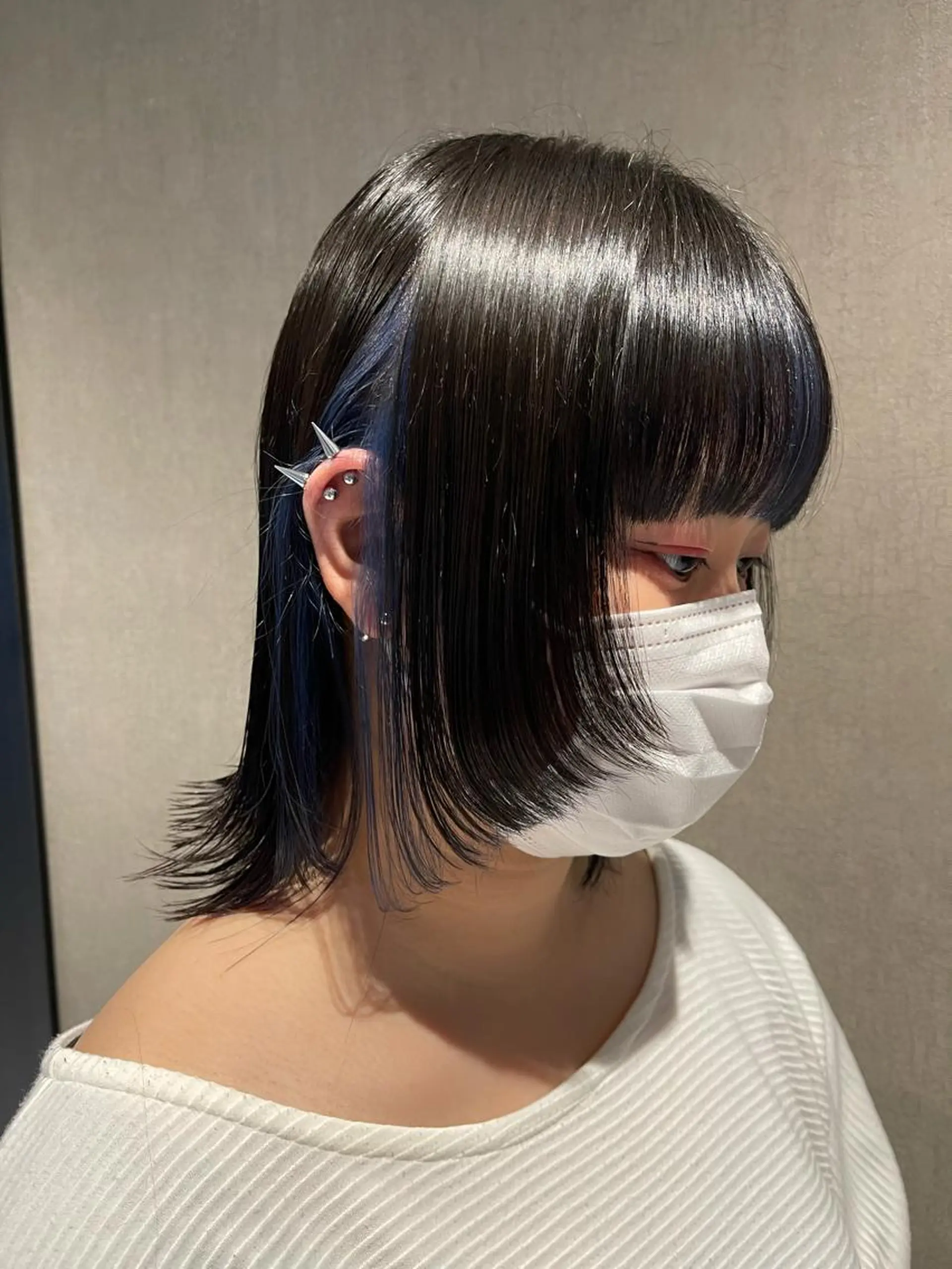 ミディアム カラー ネイビーカラー 顔周りカット ヘアカラー MIRIM栄所属・透明感カラー/艶髪/ エクステ/HIROのヘアスタイル