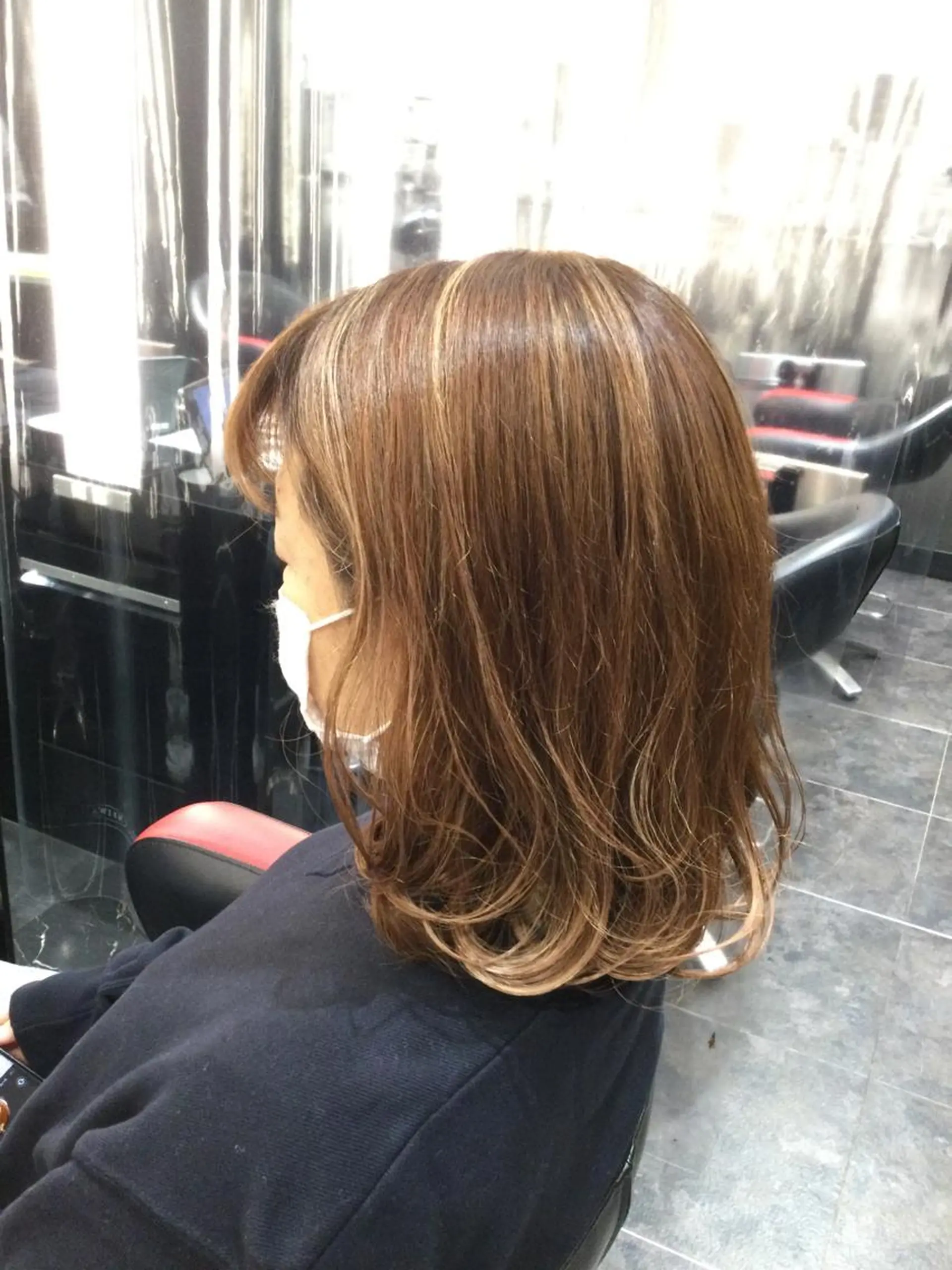 ミディアム カラー パーマ Annon プライベートサロンのヘアスタイル