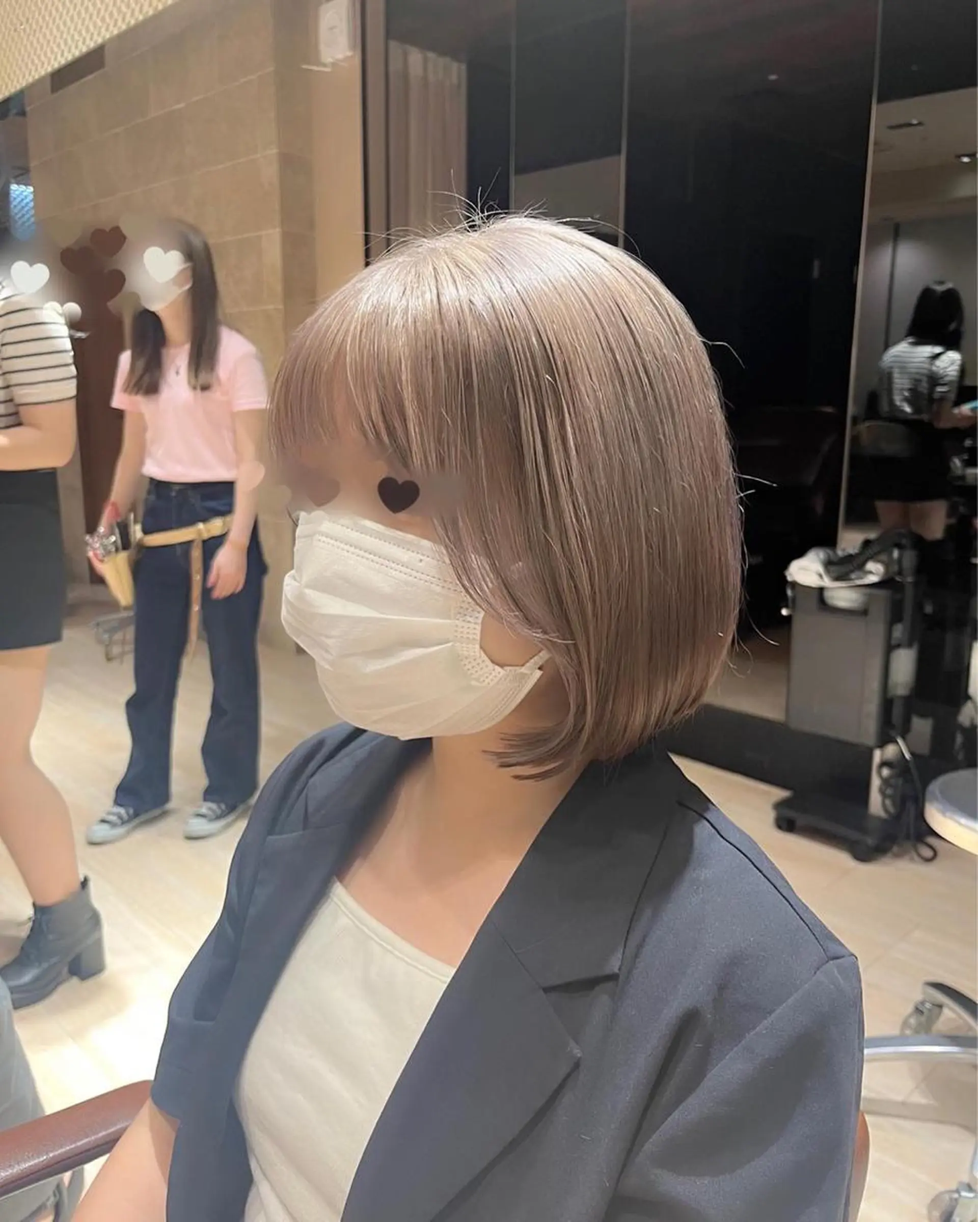 ショート カラー ダブルカラー ハイトーンカラー ボブ カット ヘアカラー 赤羽今日子/レイヤー /盛れる顔まわりのヘアスタイル