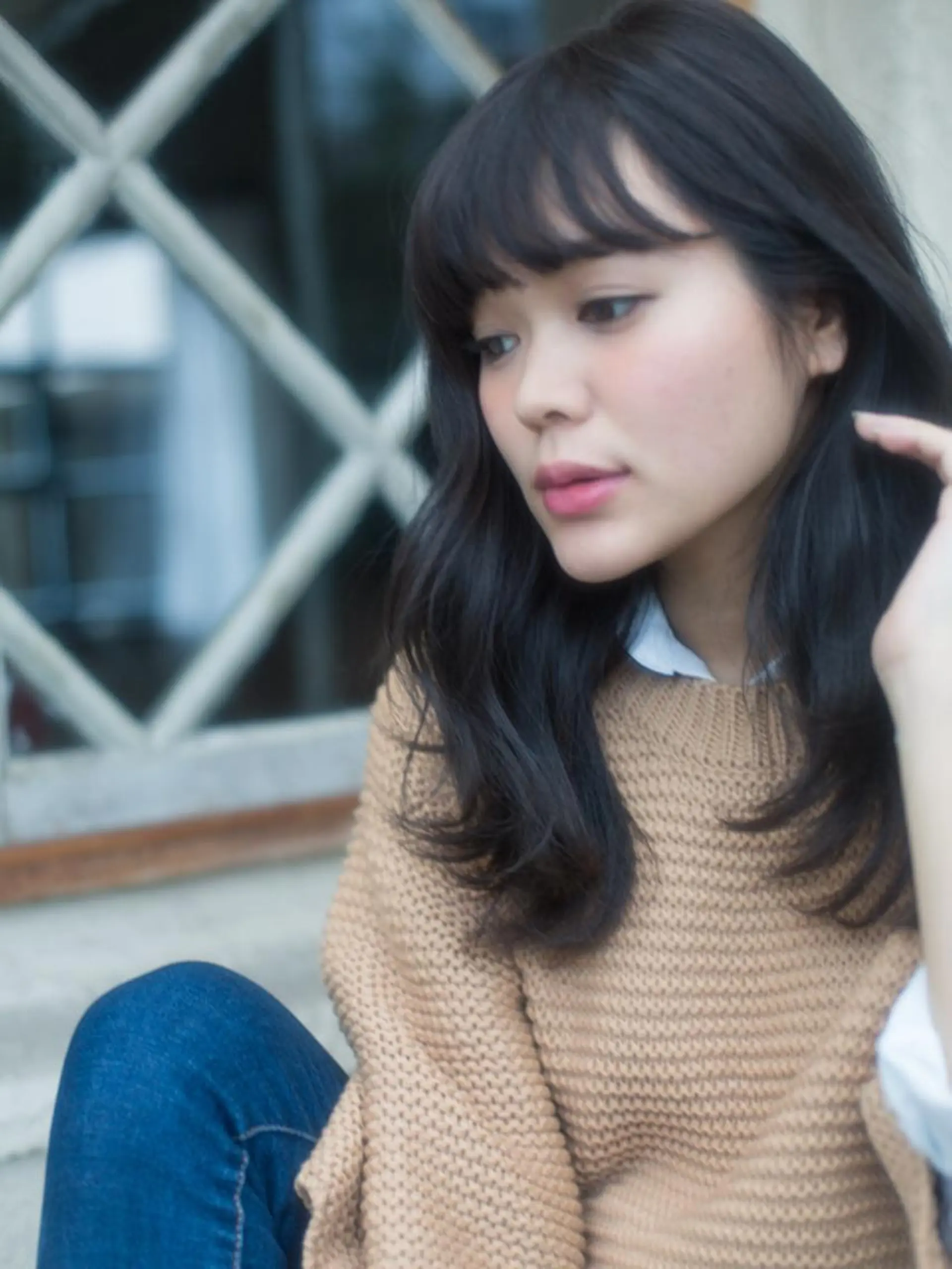 ロング レイヤーカット ワイドバング カット ヘアカラー トリートメント 福島 浩司のヘアスタイル