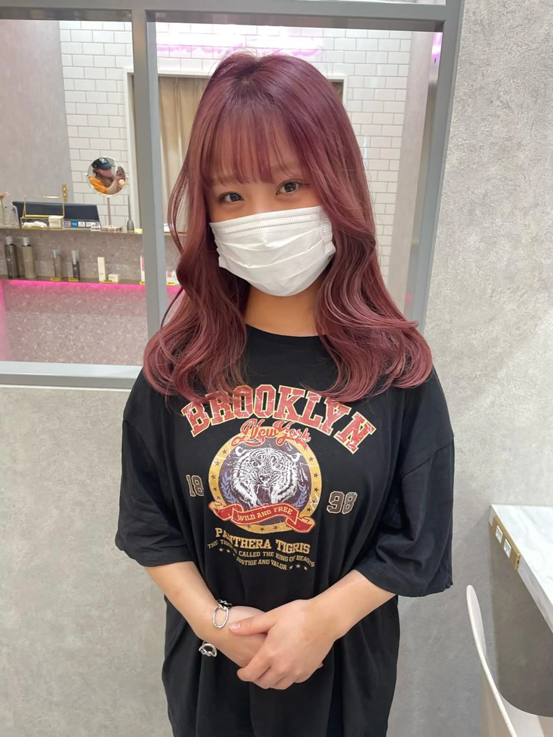 ミディアム rina／ベージュ ワンホン/韓国ヘアのヘアスタイル