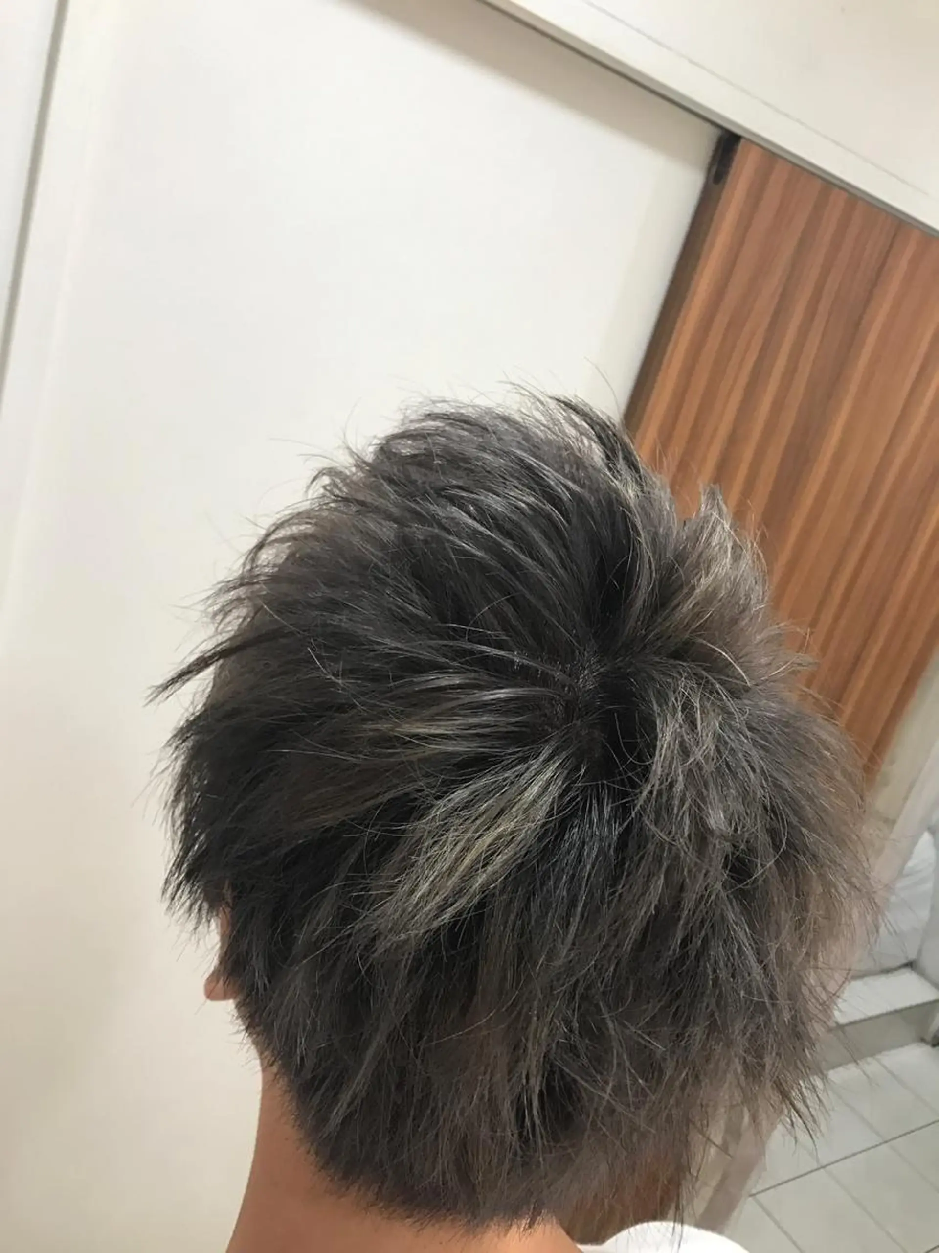 ショート カラー メンズ シルバー 白髪ぼかしハイライト 柳川拓哉のヘアスタイル