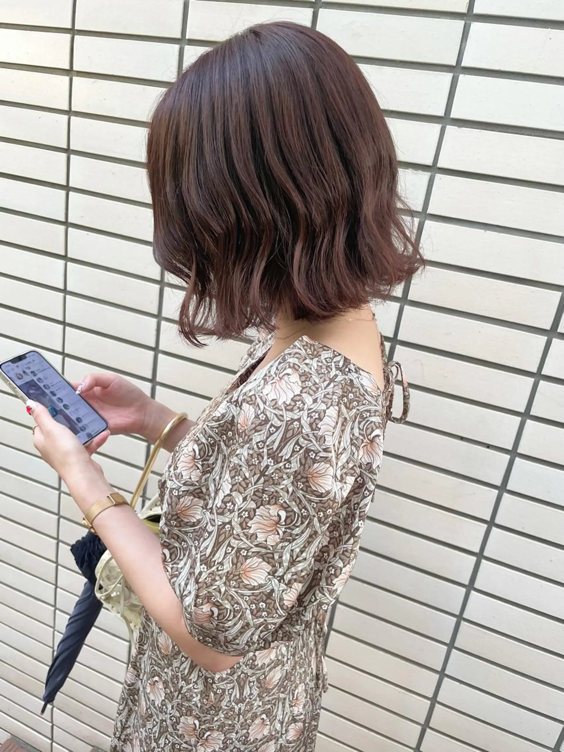 ミディアム カラー ブラウンカラー ピンクカラー ピンクブラウン ヘアカラー 🤍2nd🤍田所 美希のヘアスタイル
