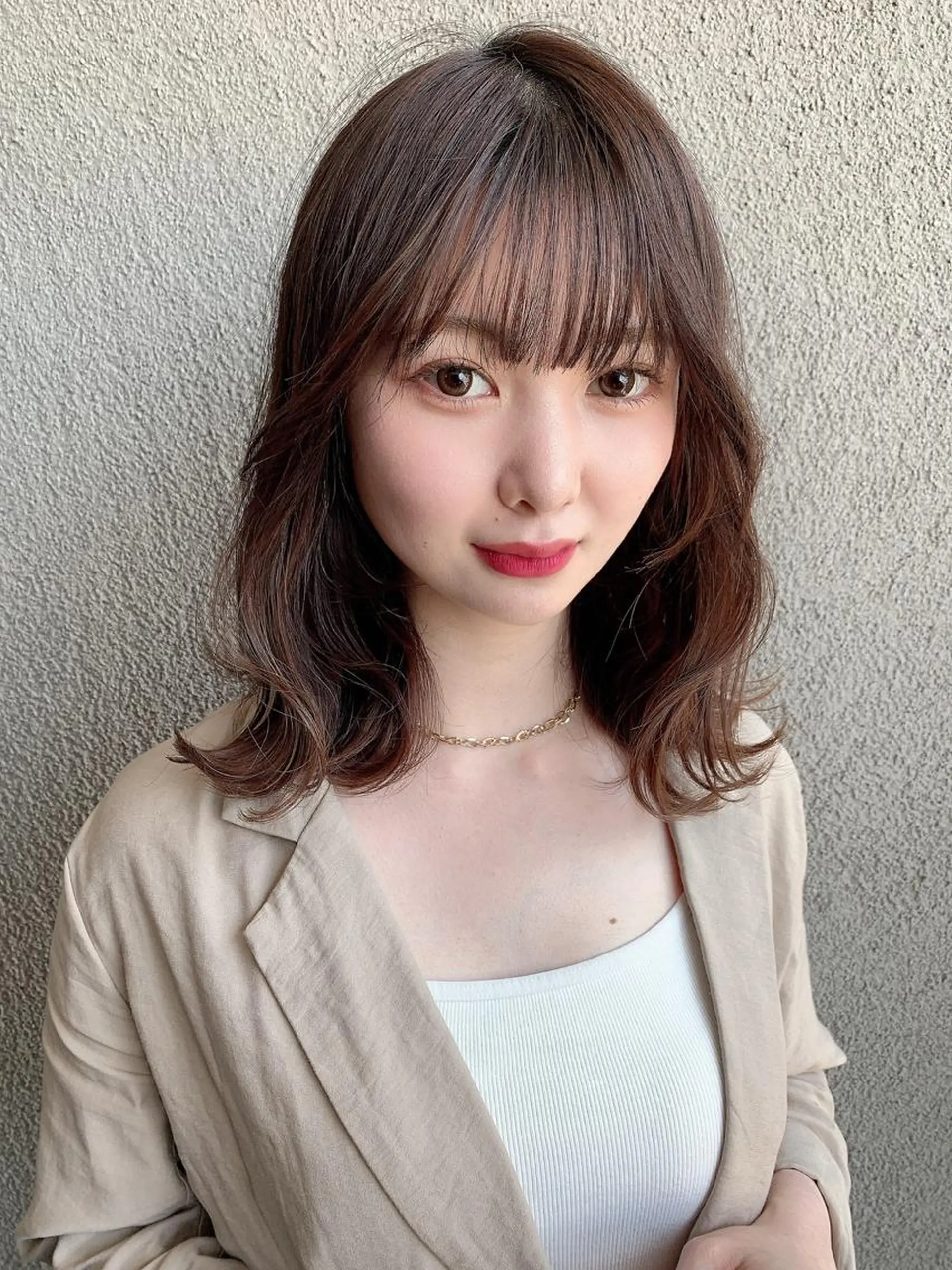 ミディアム くびれヘア カット トリートメント 似合わせ松本 容政のヘアスタイル