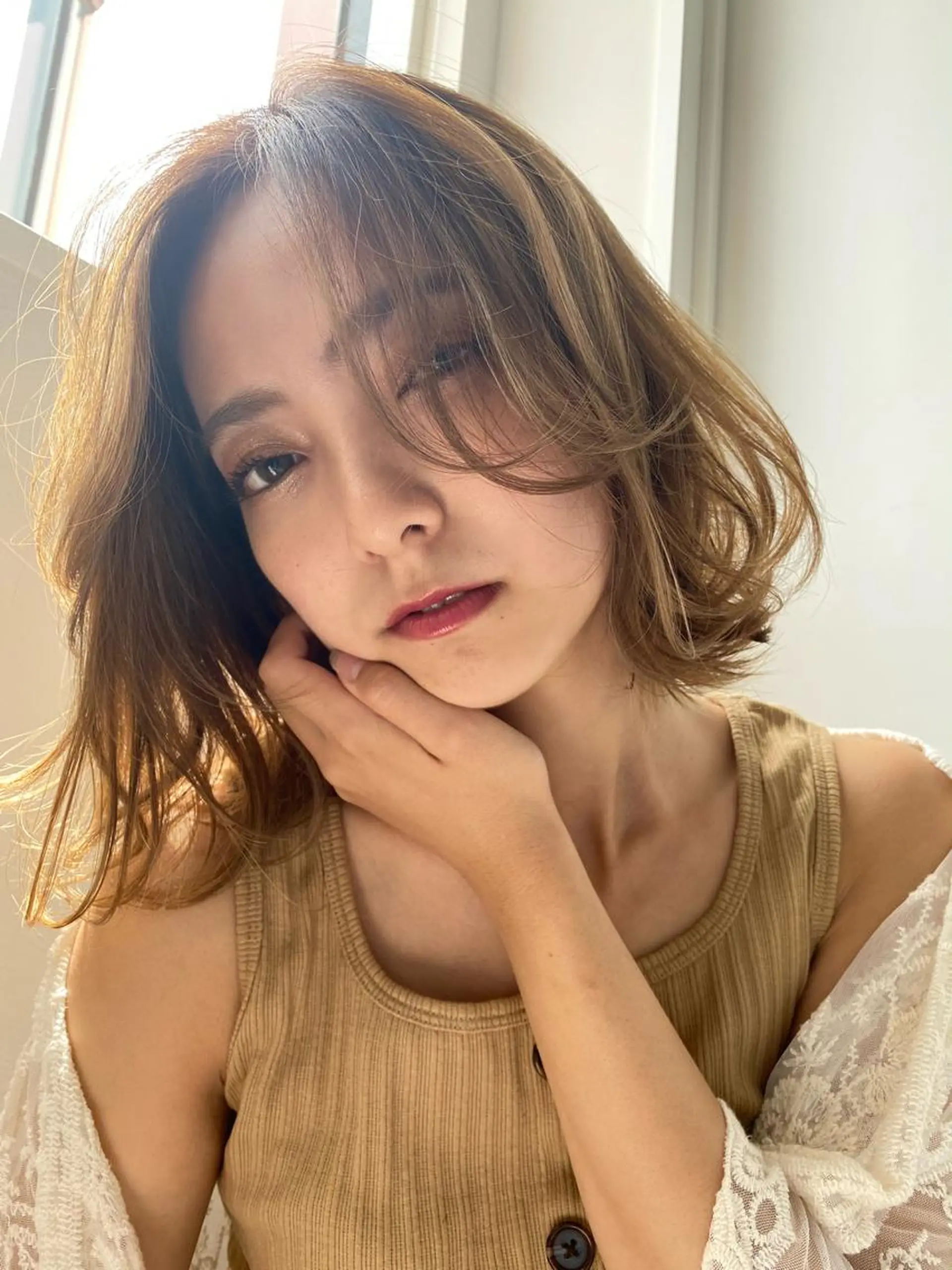 ミディアム ボブ、縮毛矯正👑 心斎橋/高城涼也のヘアスタイル