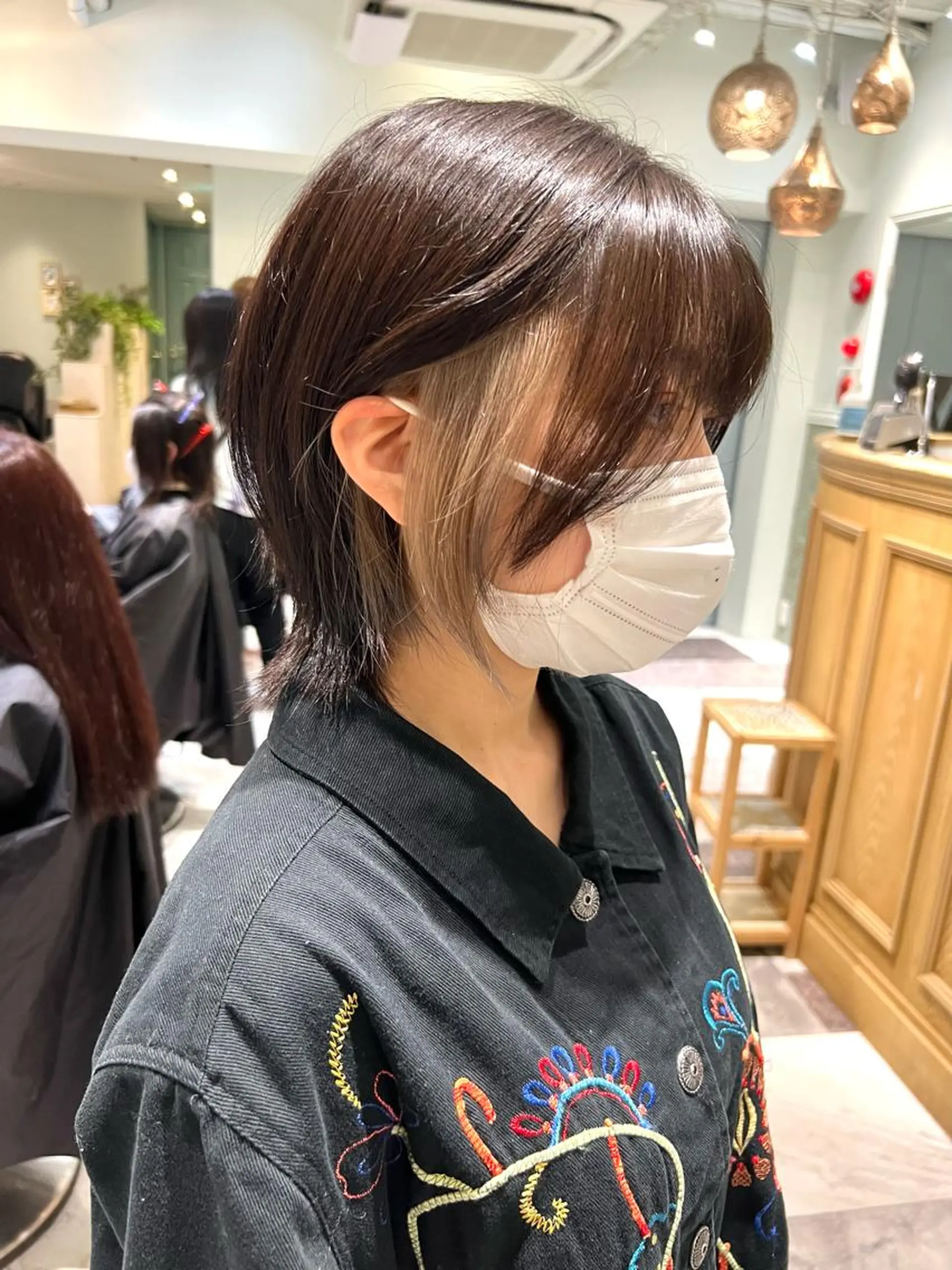 ミディアム ボブ ハイライト 髪質改善 韓国風ヘア 小顔カット 似合わせカラーの達人 ダブルカラー/森栄範のヘアスタイル