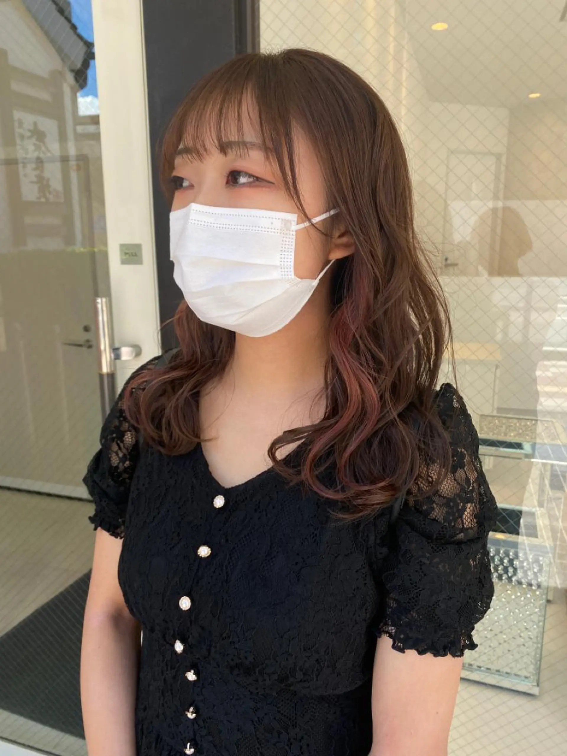 ミディアム カラー ヘアアレンジ インナーカラー ピンクカラー ヘアカラー トリートメント ナカジマ ボブ/レイヤーのヘアスタイル