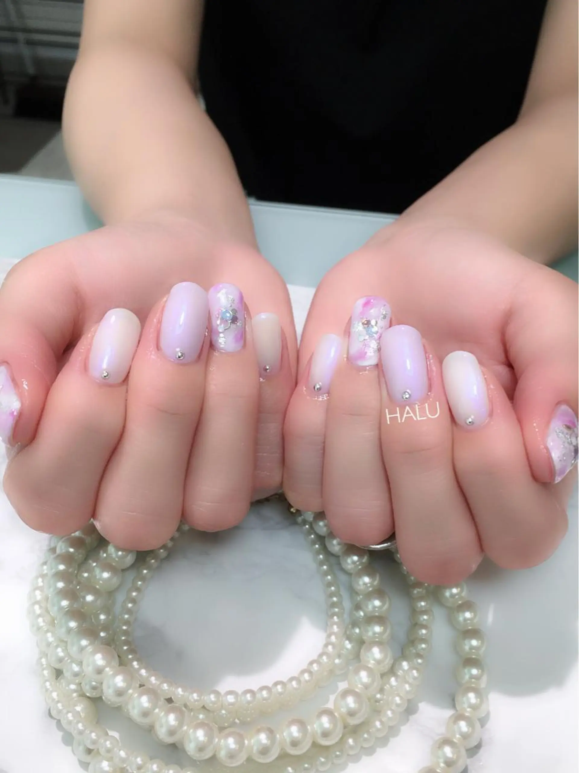 ネイル パープル シルバー HALU ハルのネイルデザイン