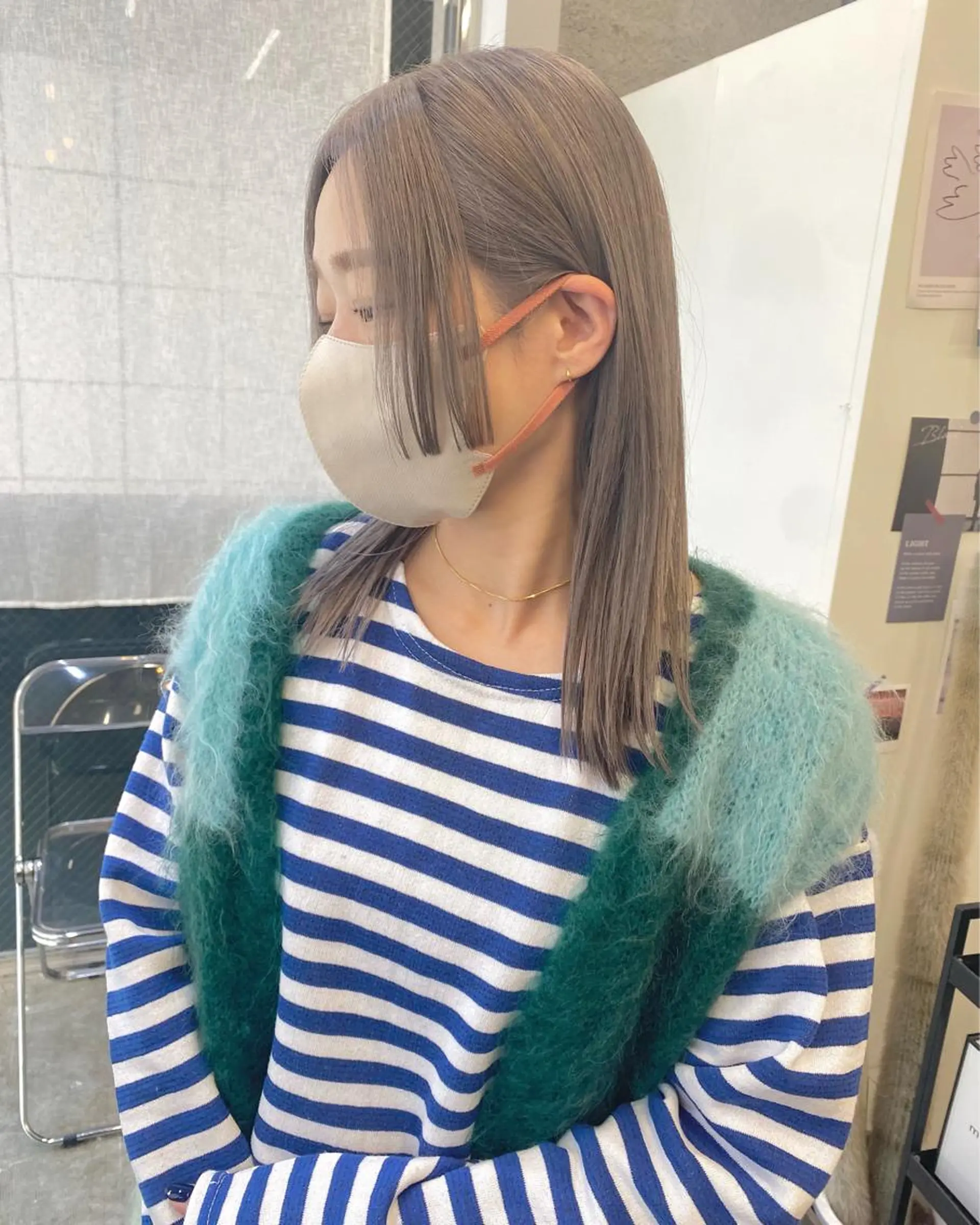 ミディアム カラー ブリーチ グレージュ ラベンダーカラー カット ヘアカラー パーマ/ケアブリーチ /博多/YOSUKEのヘアスタイル