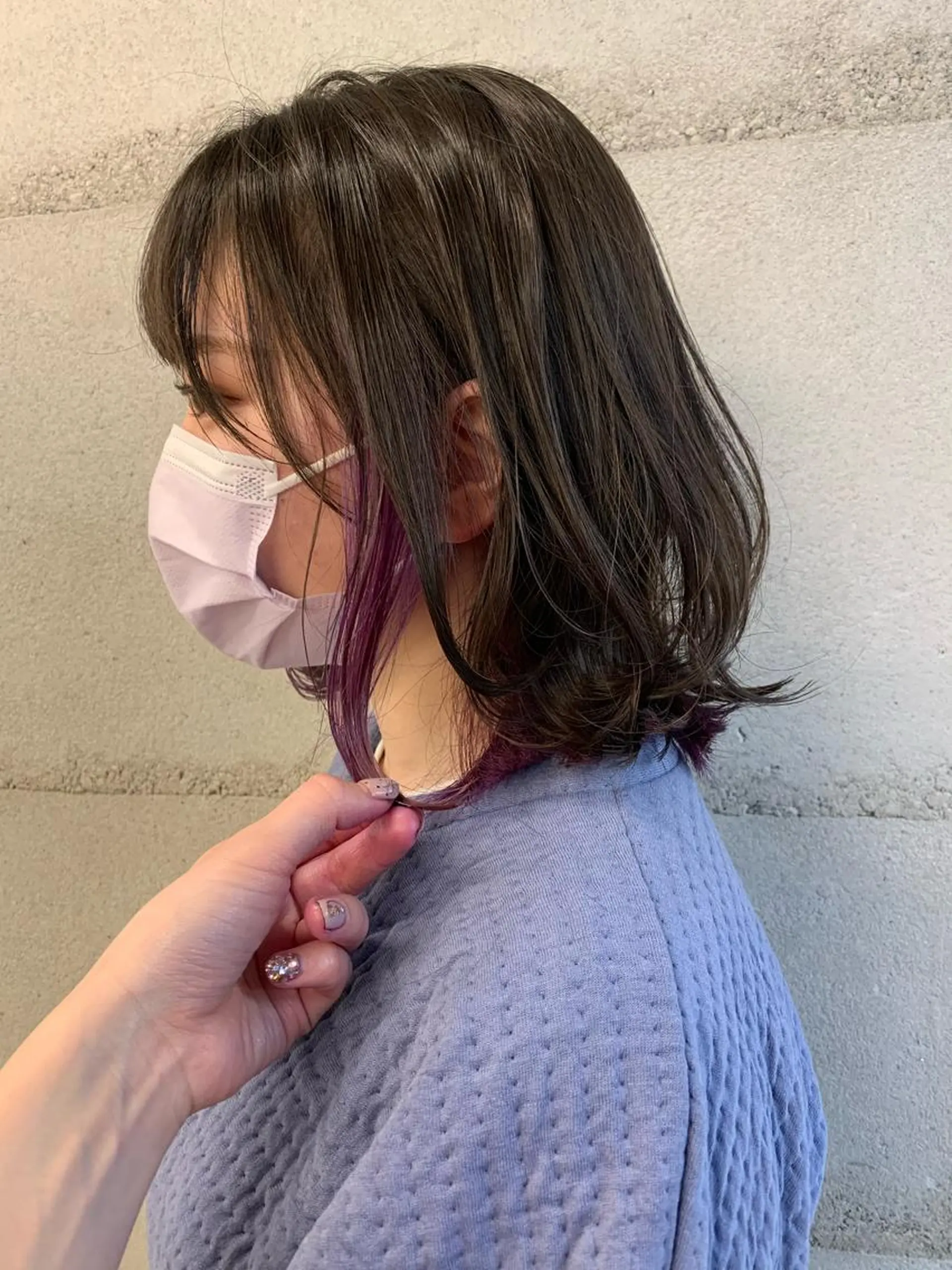 ミディアム カラー 透明感/オリーブ/ グレージュ/YUKAのヘアスタイル