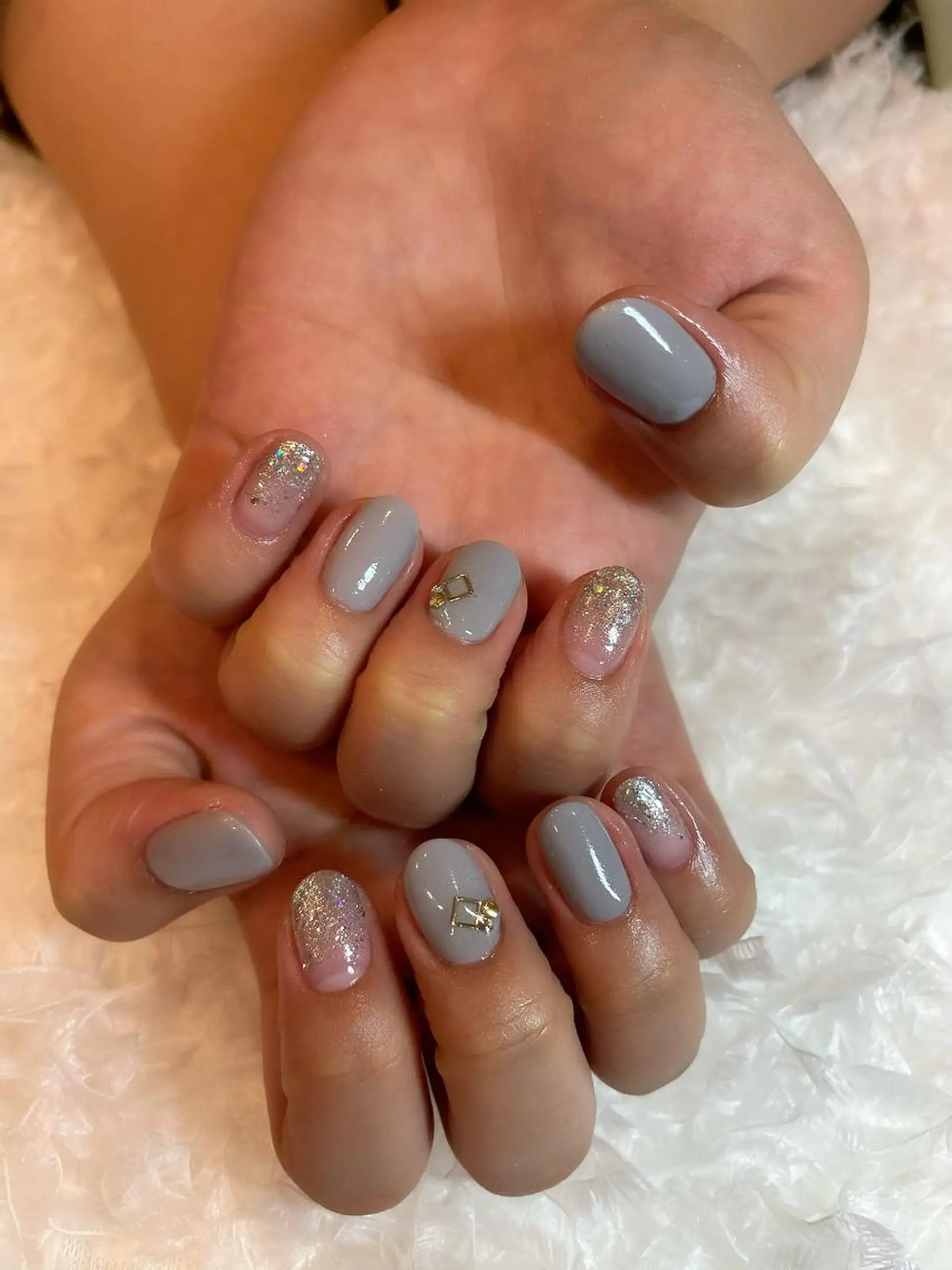 ネイル ラメ(グリッター) シンプルネイル ささき れいなのネイルデザイン