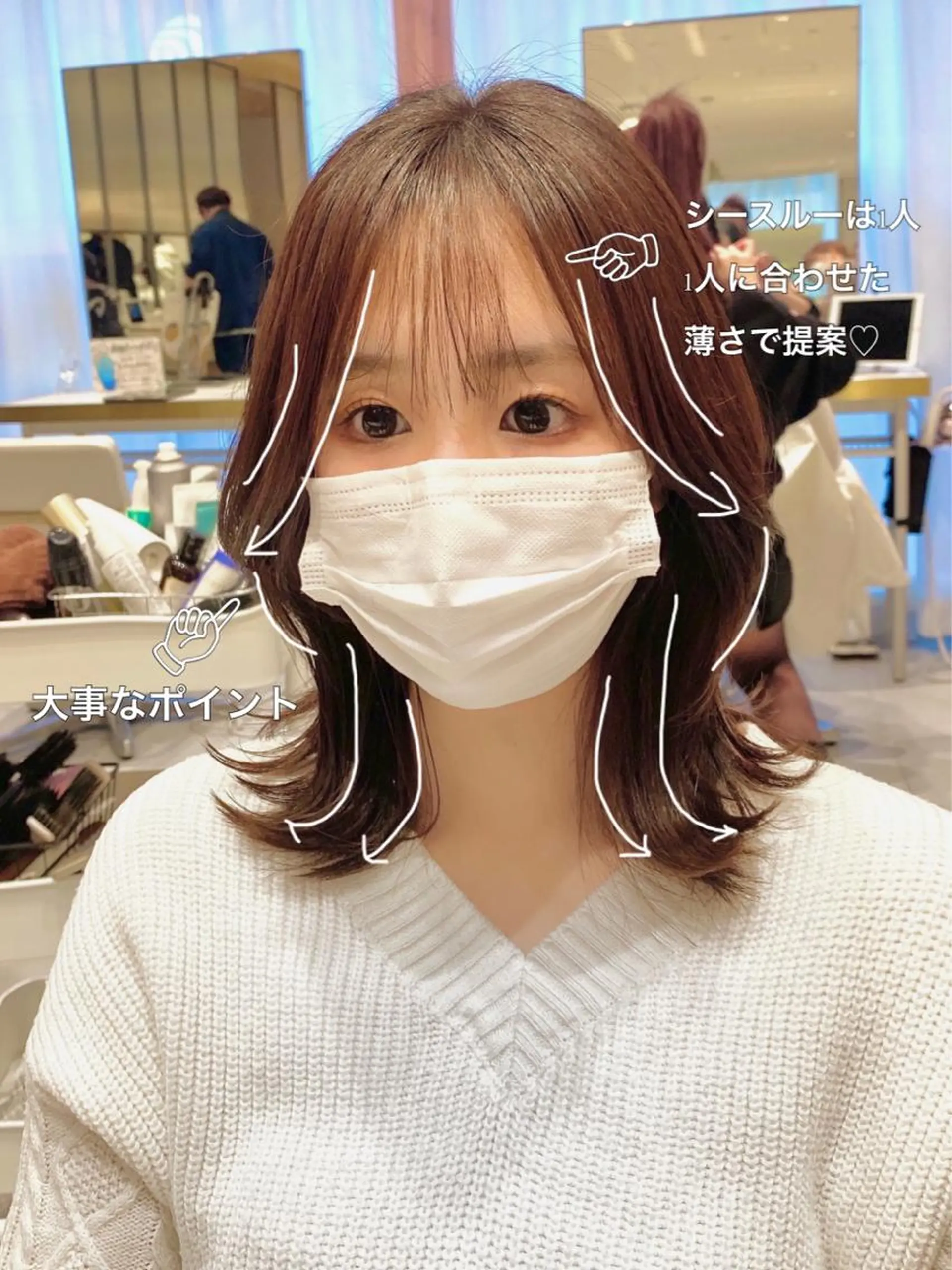 ミディアム カラー パーマ 小野寺瑞希 /最小顔カットのヘアスタイル