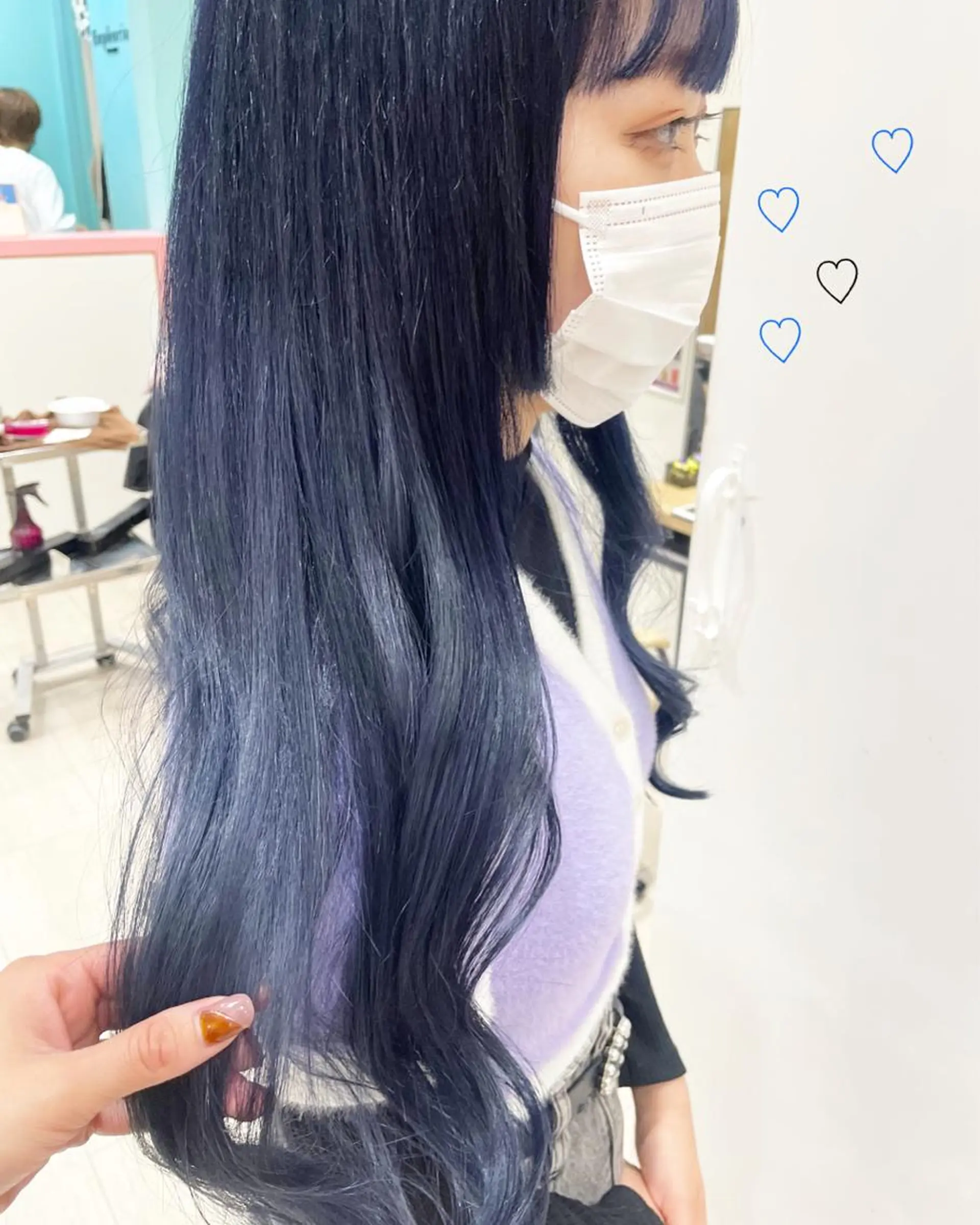ロング カラー ネイビーカラー 新宿駅近♡個室 ♡関口三都季🌜のヘアスタイル