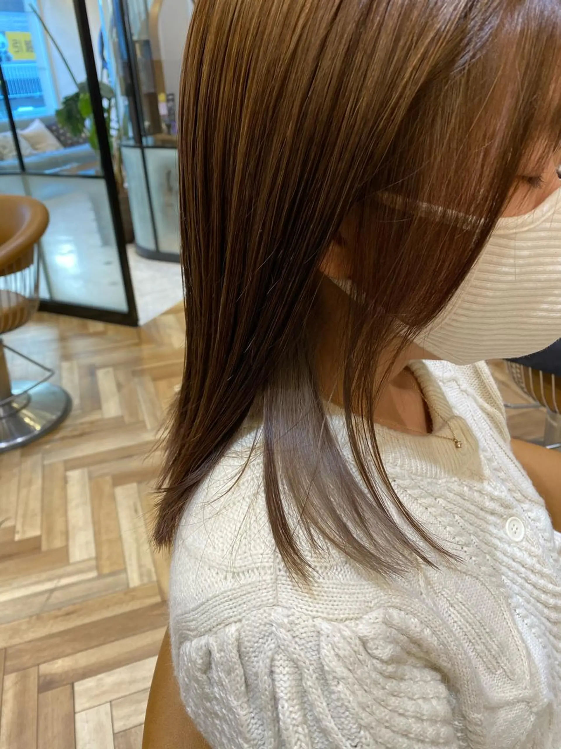 ミディアム カラー ブリーチ 韓国ヘア♡おくれ毛♡ ボブ♡sayakaのヘアスタイル