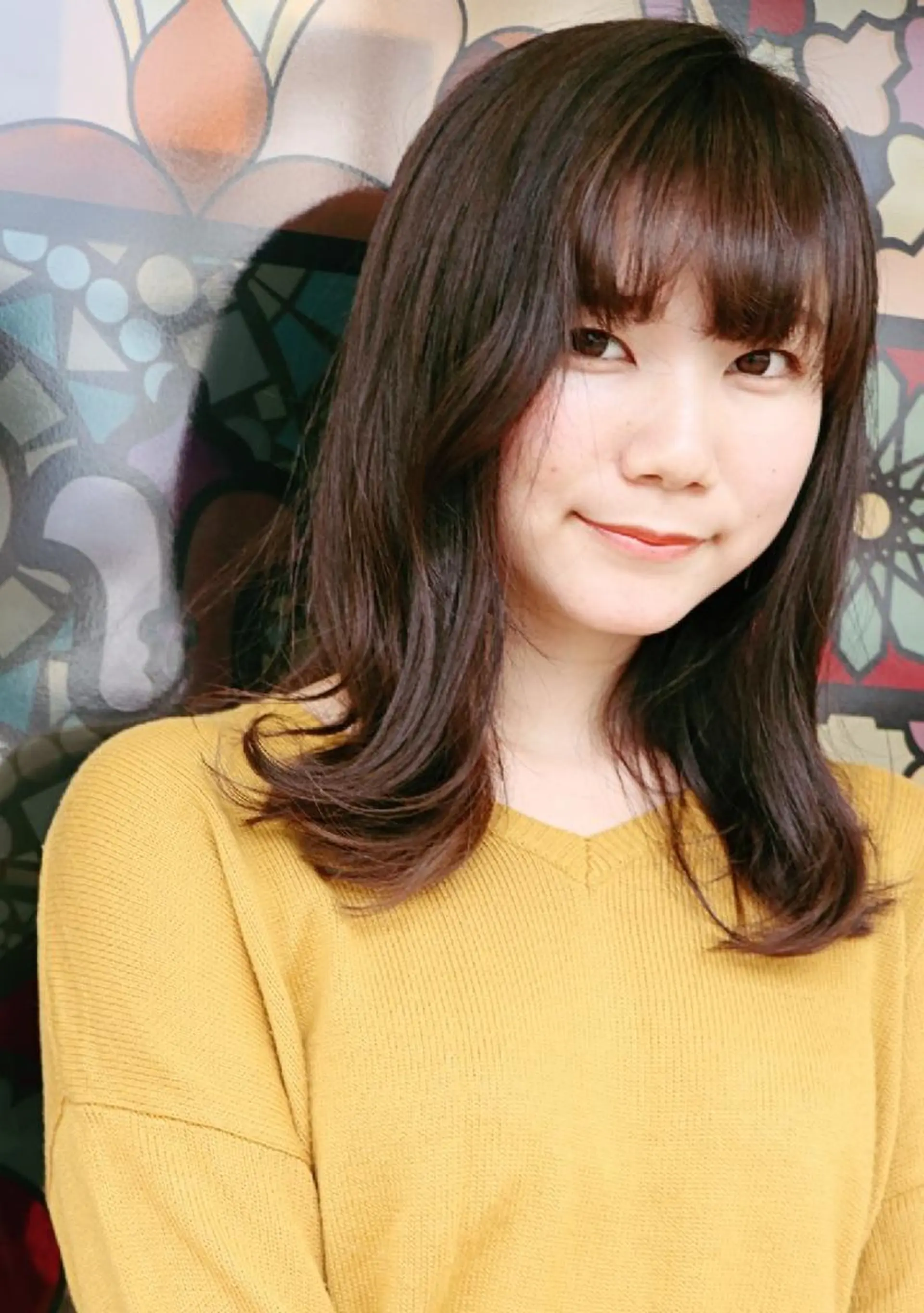 ミディアム カラー パーマ アディクシーカラー イルミナカラー 徳永 博志のヘアスタイル