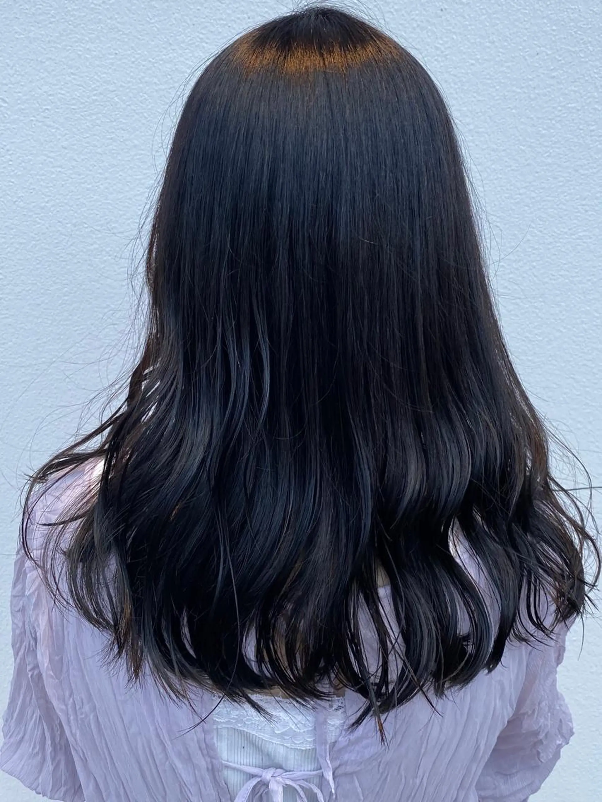 セミロング カラー 黒髪 ブルーカラー ブルーブラック ヘアカラー 🎀暖色カラー🎀 おかだみほのヘアスタイル