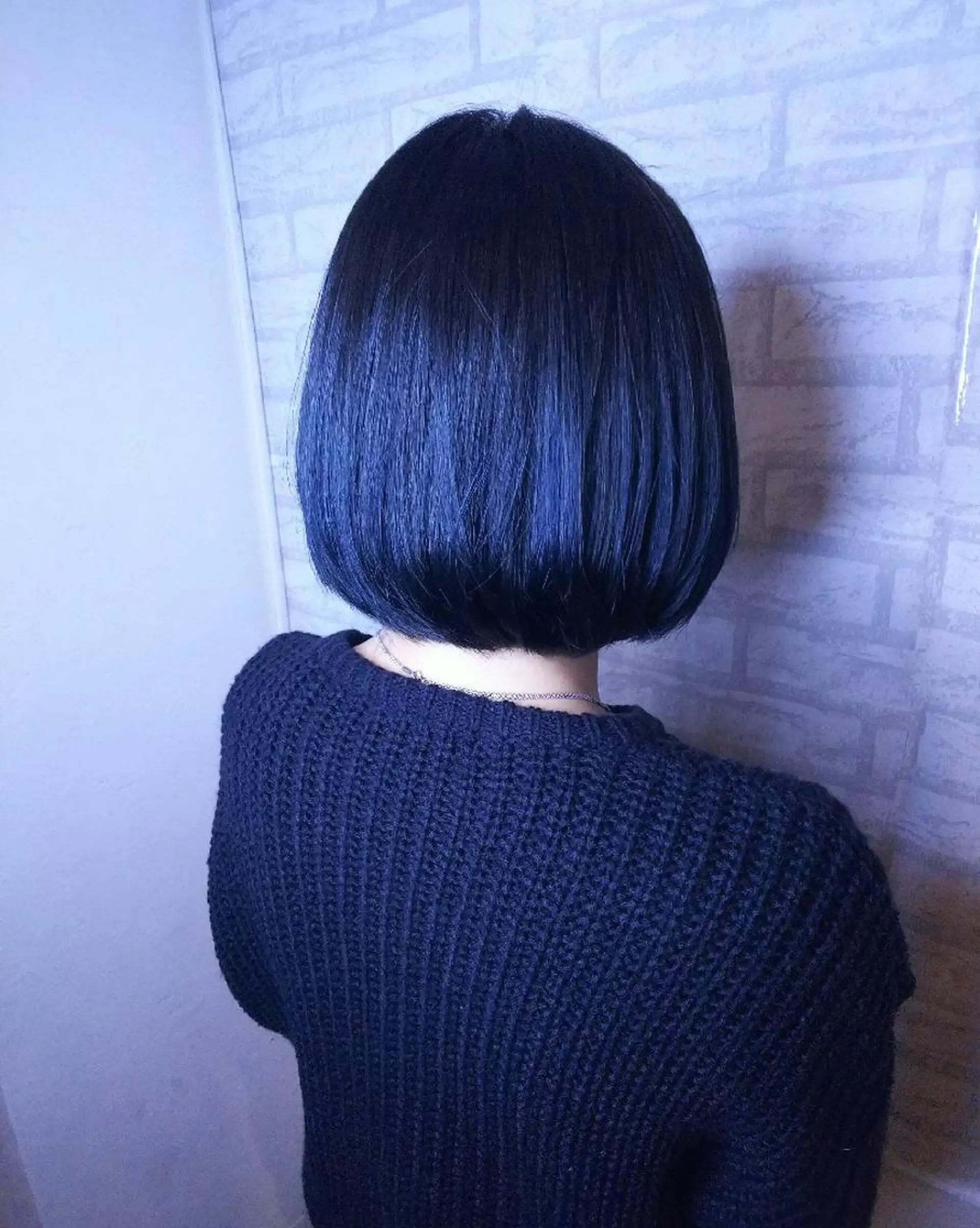 ミディアム カラー ブルーカラー ネイビーカラー RU RIのヘアスタイル