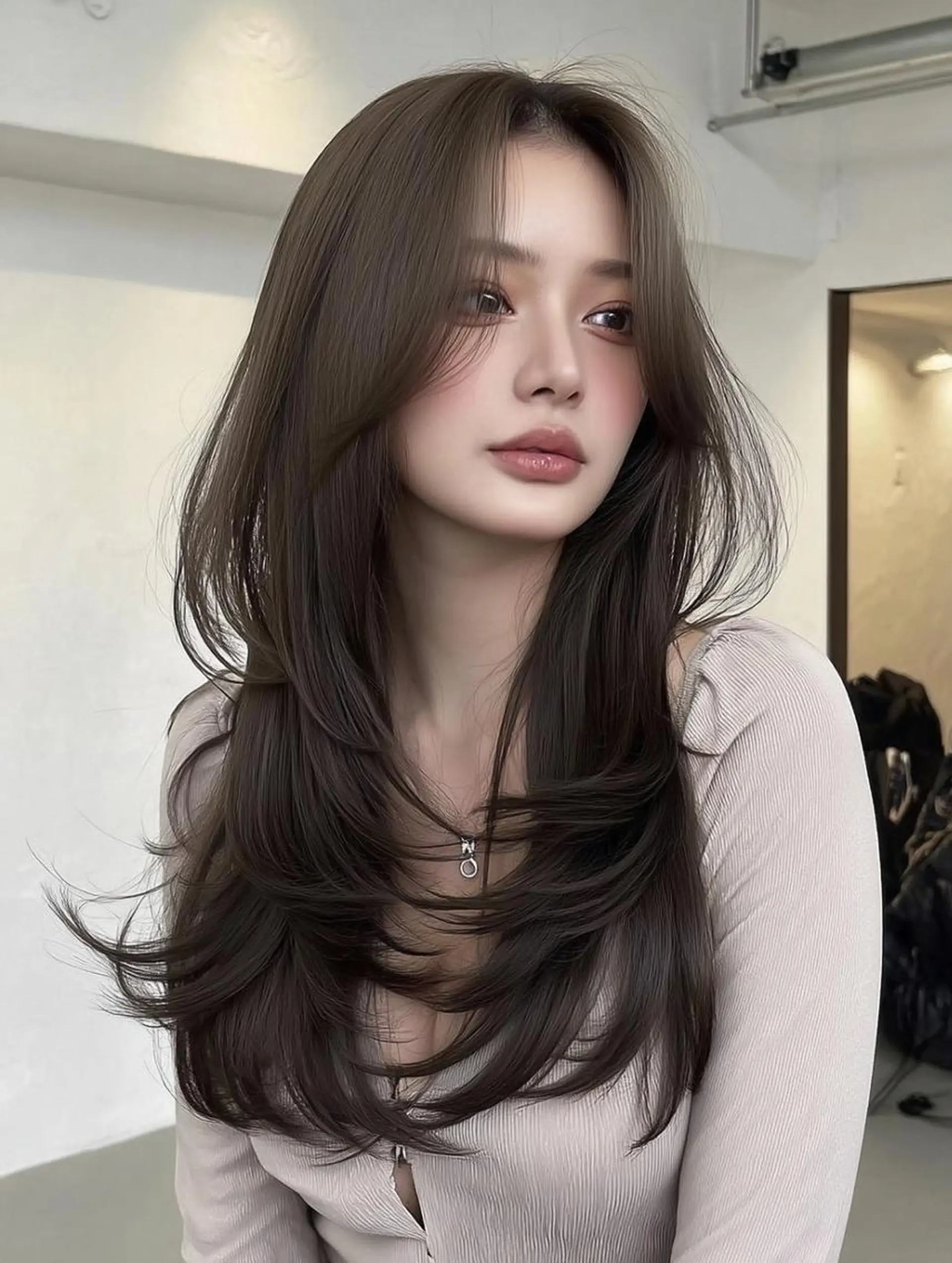 セミロング ボブ 髪質改善 韓国風ヘア レイヤーカット 縮毛矯正 カット ヘアカラー トリートメント 福園 弘郁のヘアスタイル