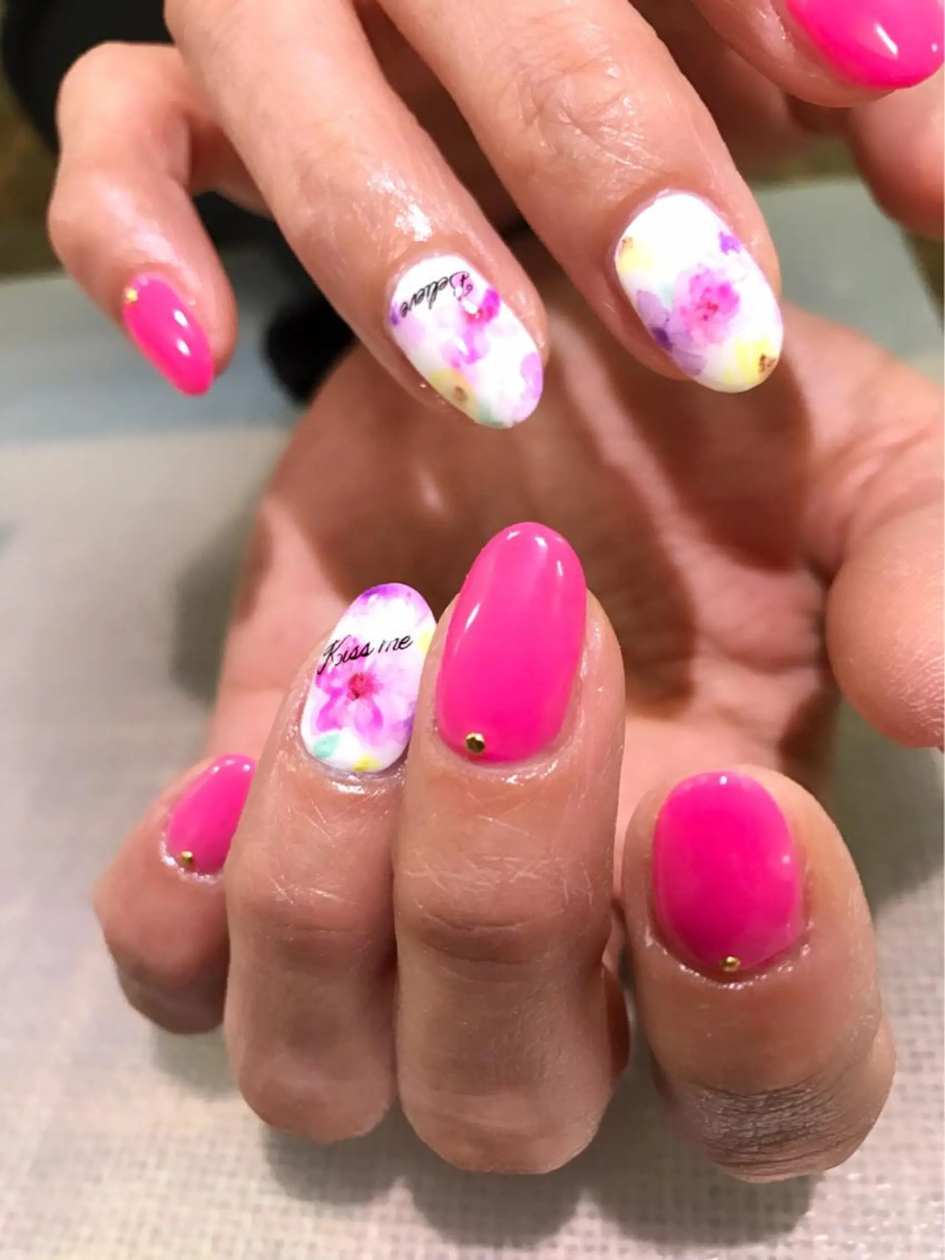 ネイル フラワーネイル ニュアンスネイル pang akiのマツエク・マツパデザイン