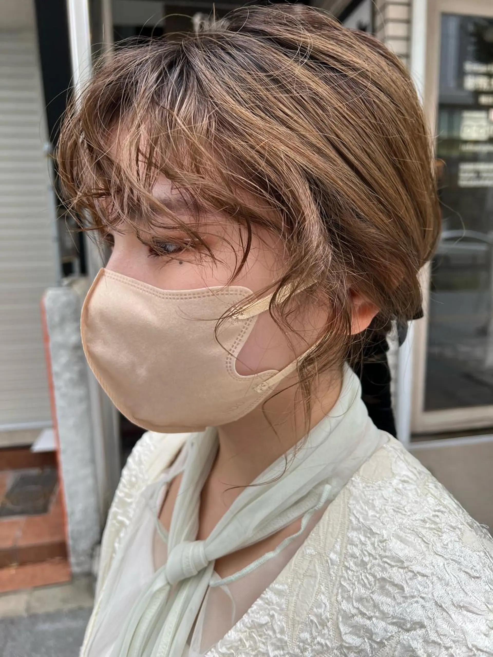 ミディアム カラー カット パーマ ツキノキ ミナのヘアスタイル