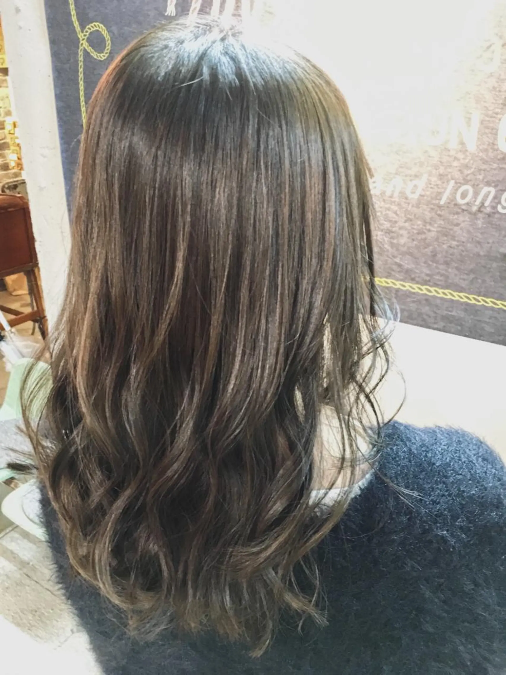 ロング カラー パーマ アッシュ ブリーチ オリーブアッシュ オレンジ 代表 中島貴志のヘアスタイル