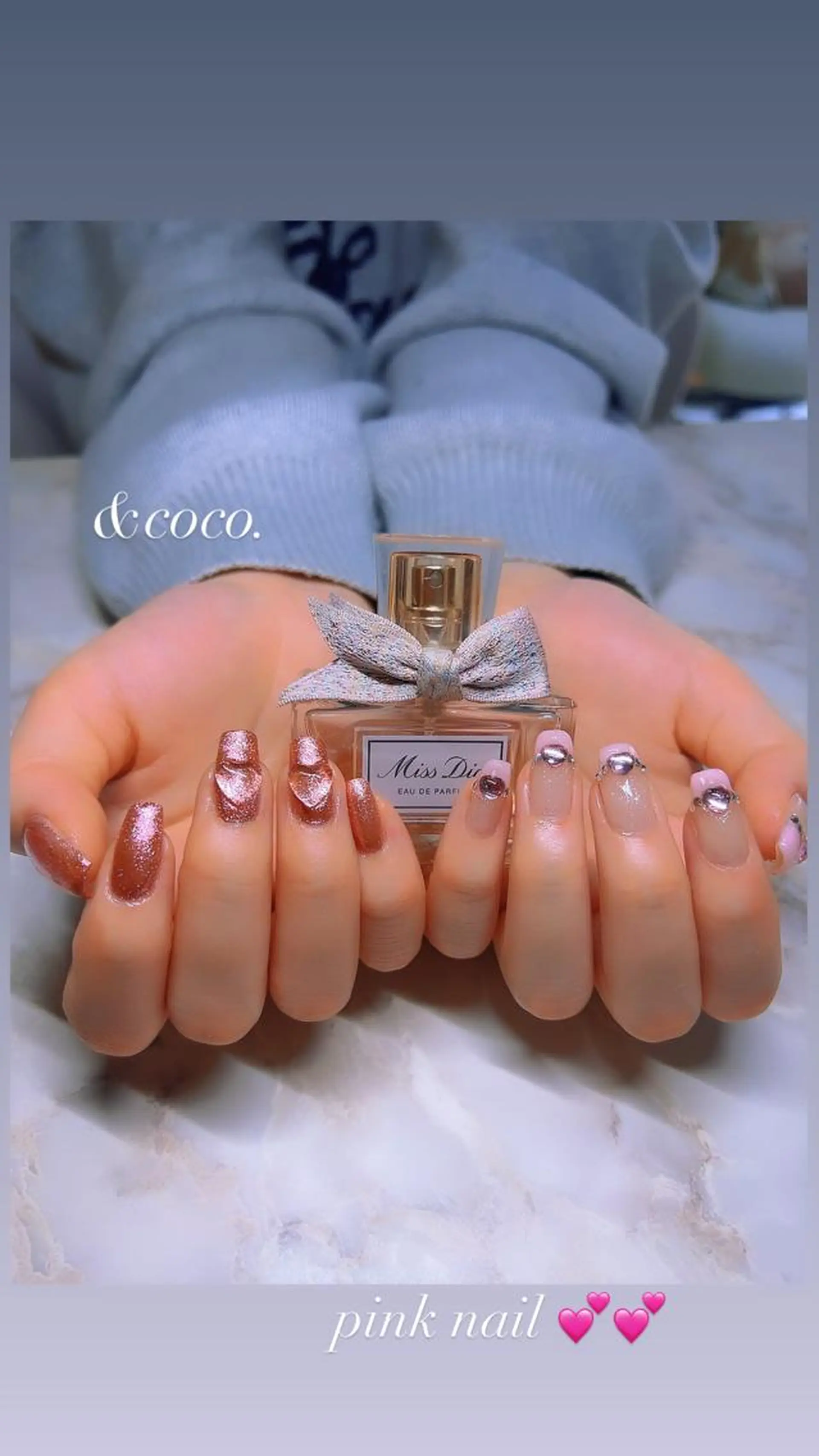 ネイル クリアネイル ハート ＆ coco.のネイルデザイン