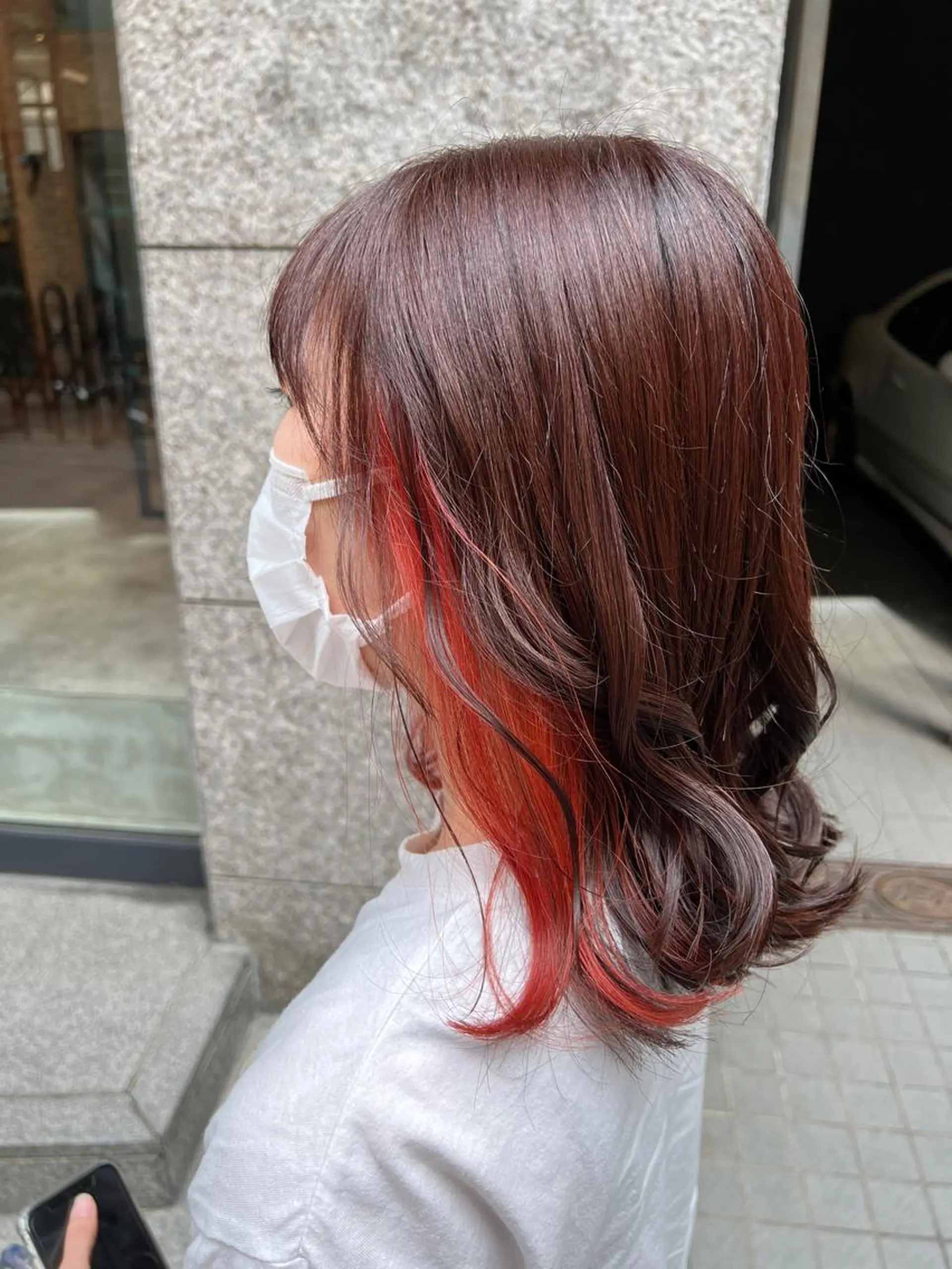 セミロング カラー ブラウンカラー ピンクカラー ピンクブラウン THINK SHOP sakiのヘアスタイル