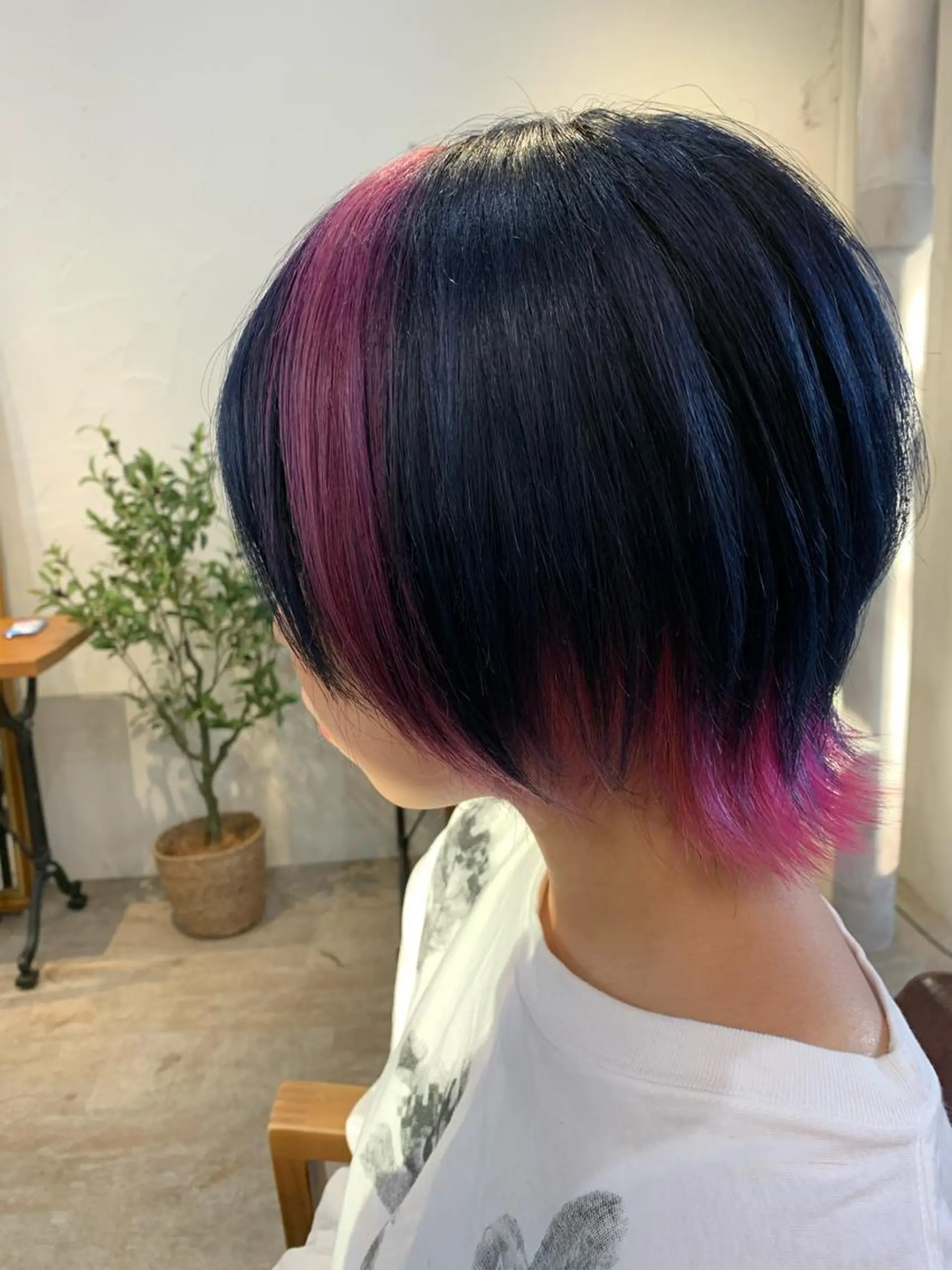 ショート カラー ネイビーカラー ピンクカラー ヘアカラー トリートメント トリートメント /カラー/NAOKIのヘアスタイル