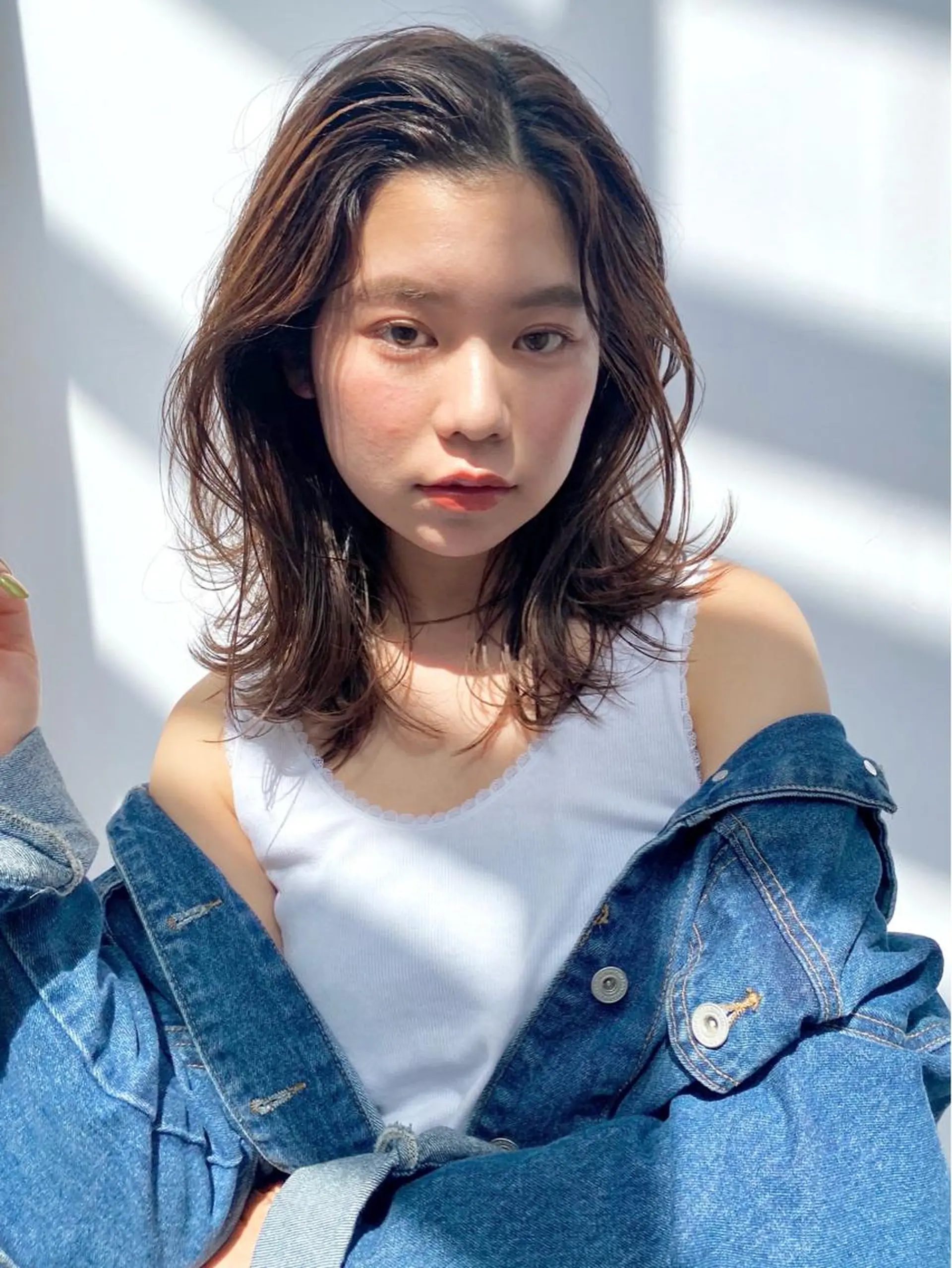 ミディアム クロスパーマ× 透明感カラー✂︎のヘアスタイル