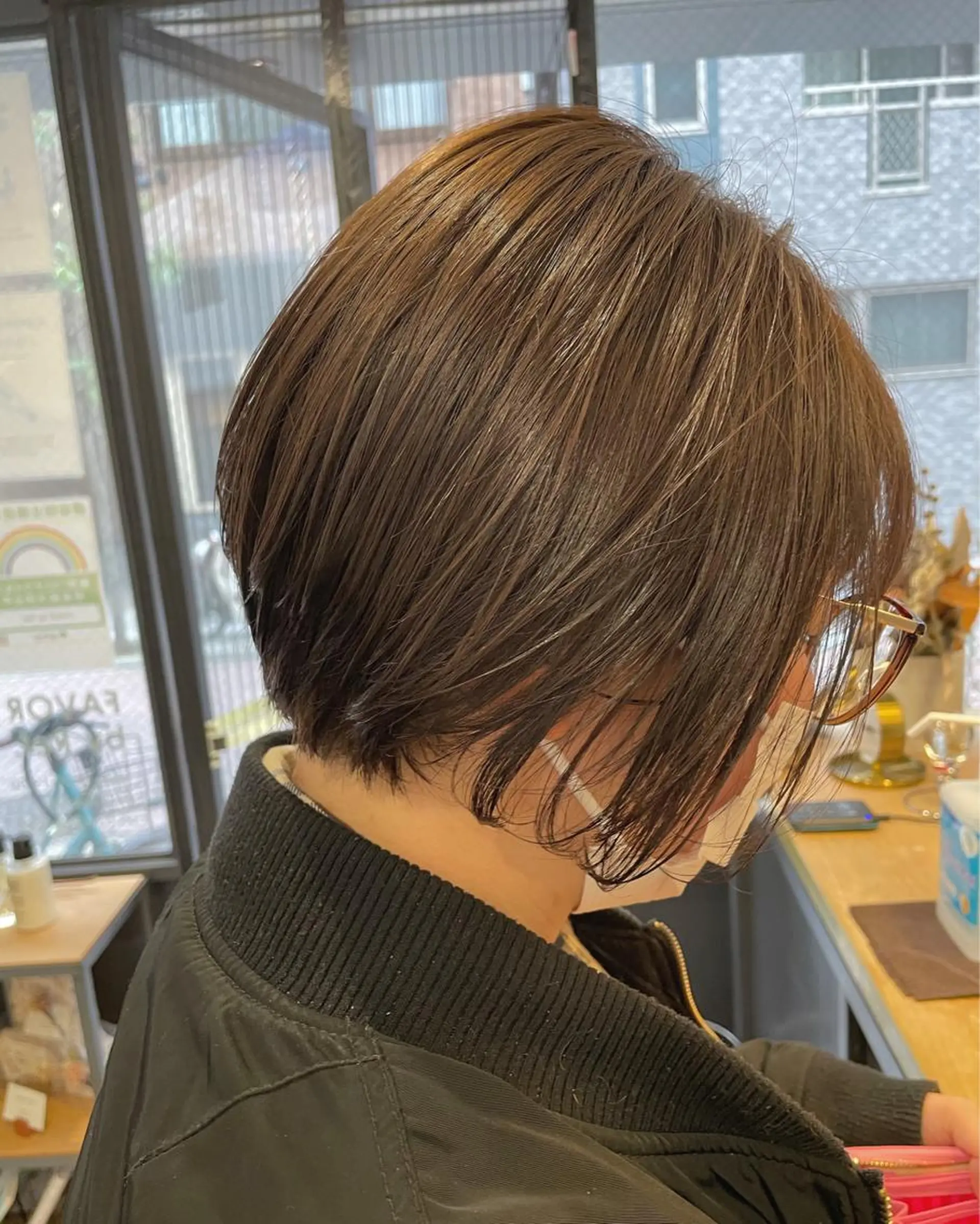 ショート カラー 暖色カラー🍊 ボブ🌿顔周りcutのヘアスタイル