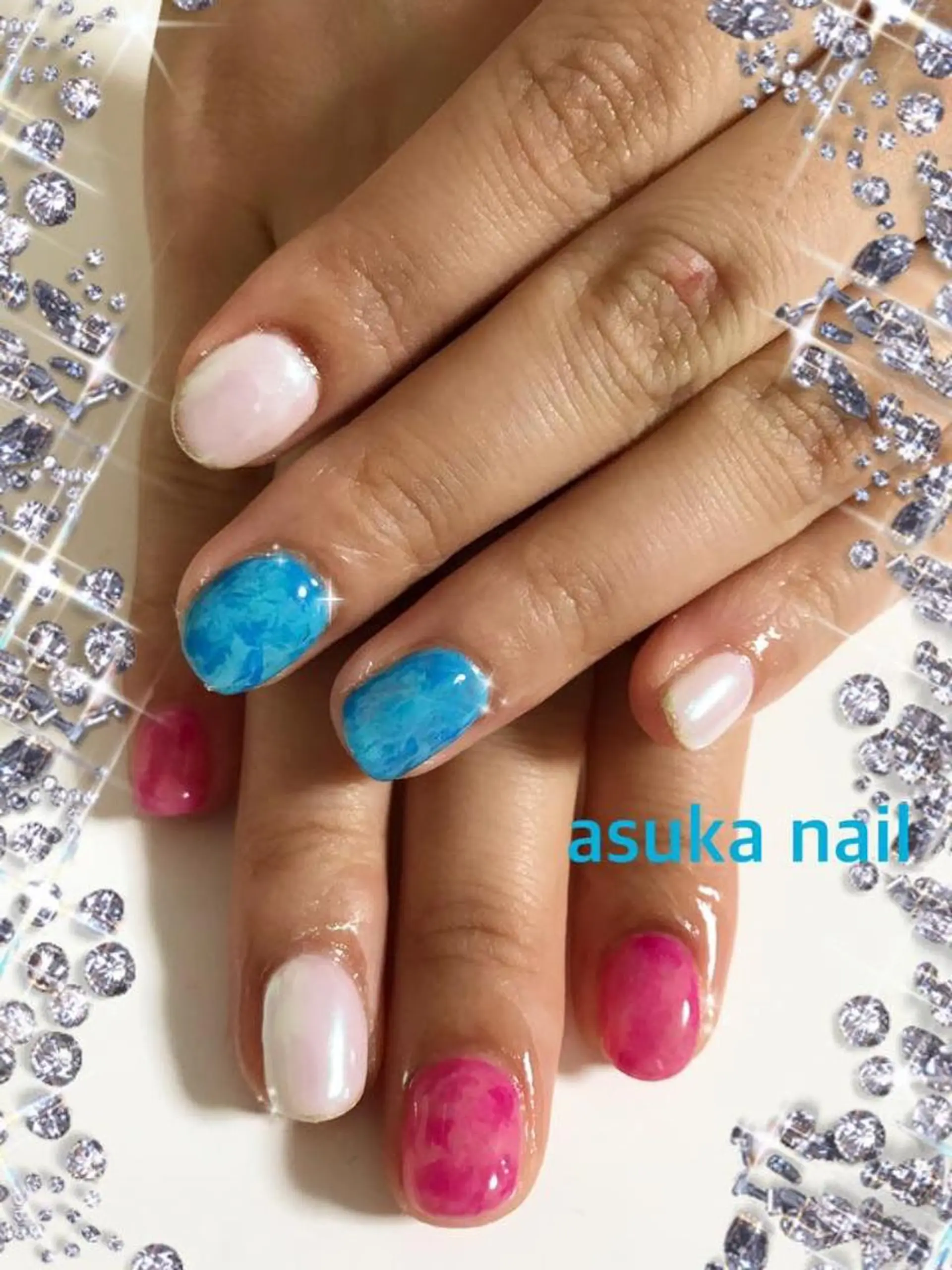 ネイル フットネイル おそろいネイル ホワイト asuka nailのネイルデザイン