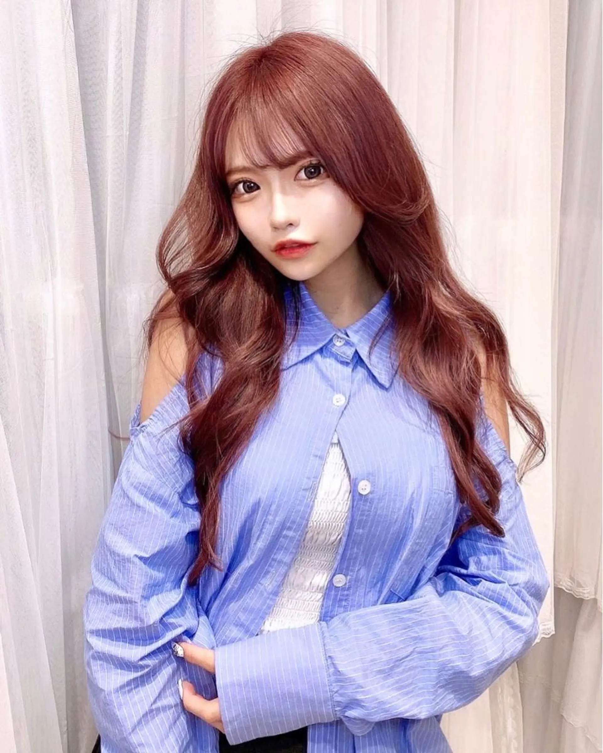 セミロング カラー ベージュカラー ブリーチ ダブルカラー ピンクカラー ピンクベージュ 韓国風ハッシュカット 似合わせレイヤー池袋のヘアスタイル