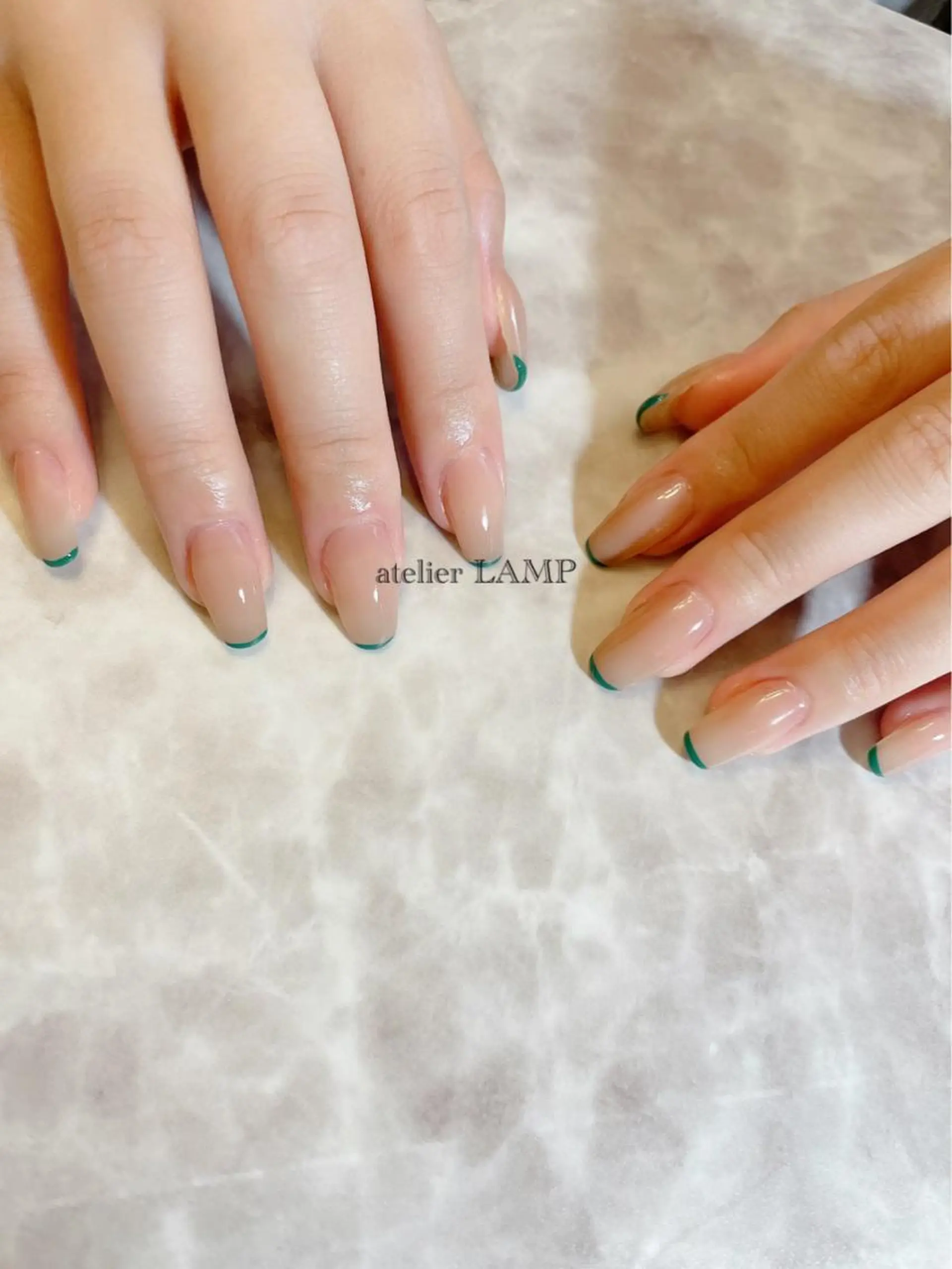ネイル フレンチネイル グリーン NANA no artのネイルデザイン