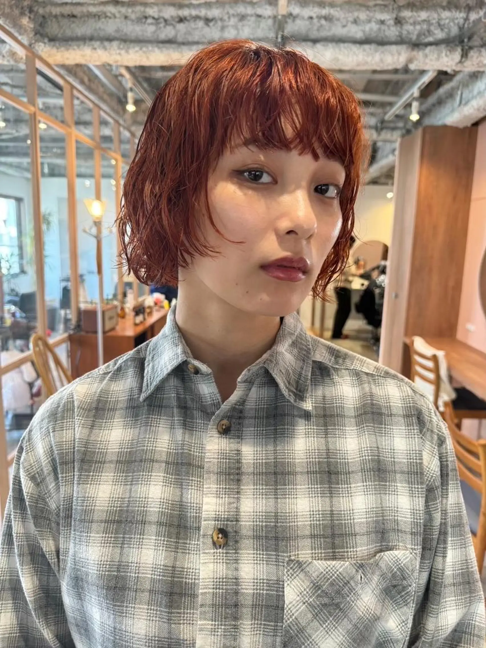 ミディアム カラー パーマ ミディアムパーマ アッシュ バレイヤージュ ベージュカラー ブリーチ カット ヘアカラー CEINE loqのヘアスタイル