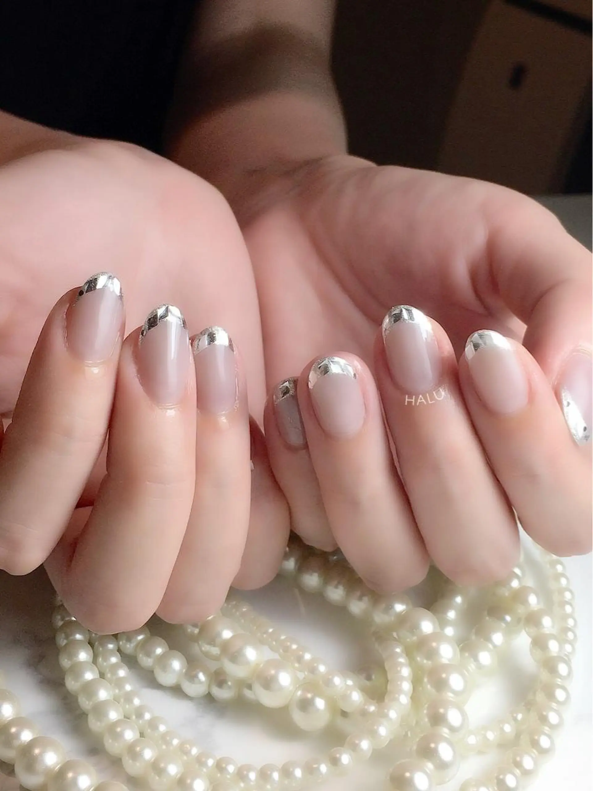 ネイル フレンチネイル ガラスフレンチ HALU ハルのネイルデザイン