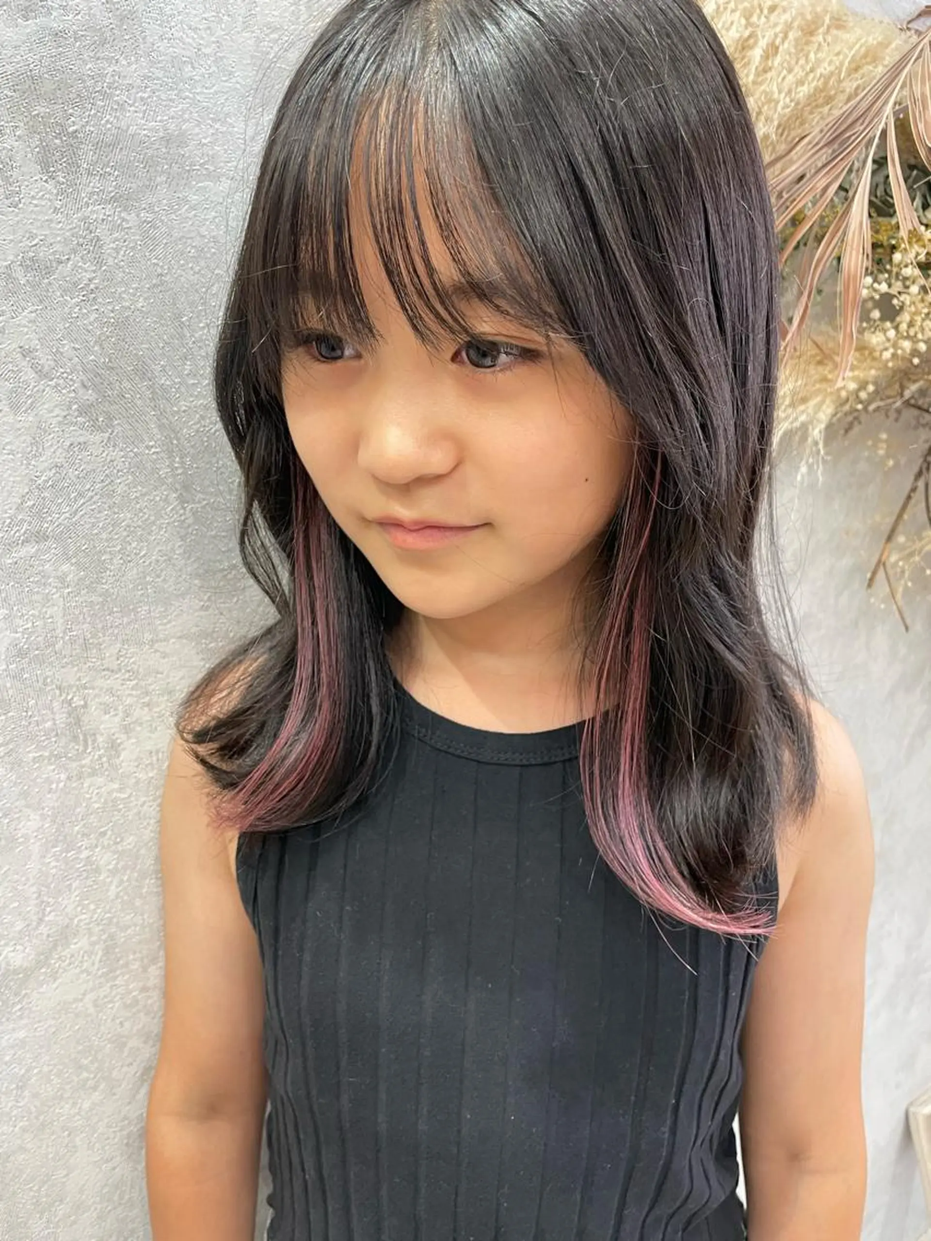 ミディアム カラー キッズ ピンクカラー エクステ Takagi Nanamiのヘアスタイル