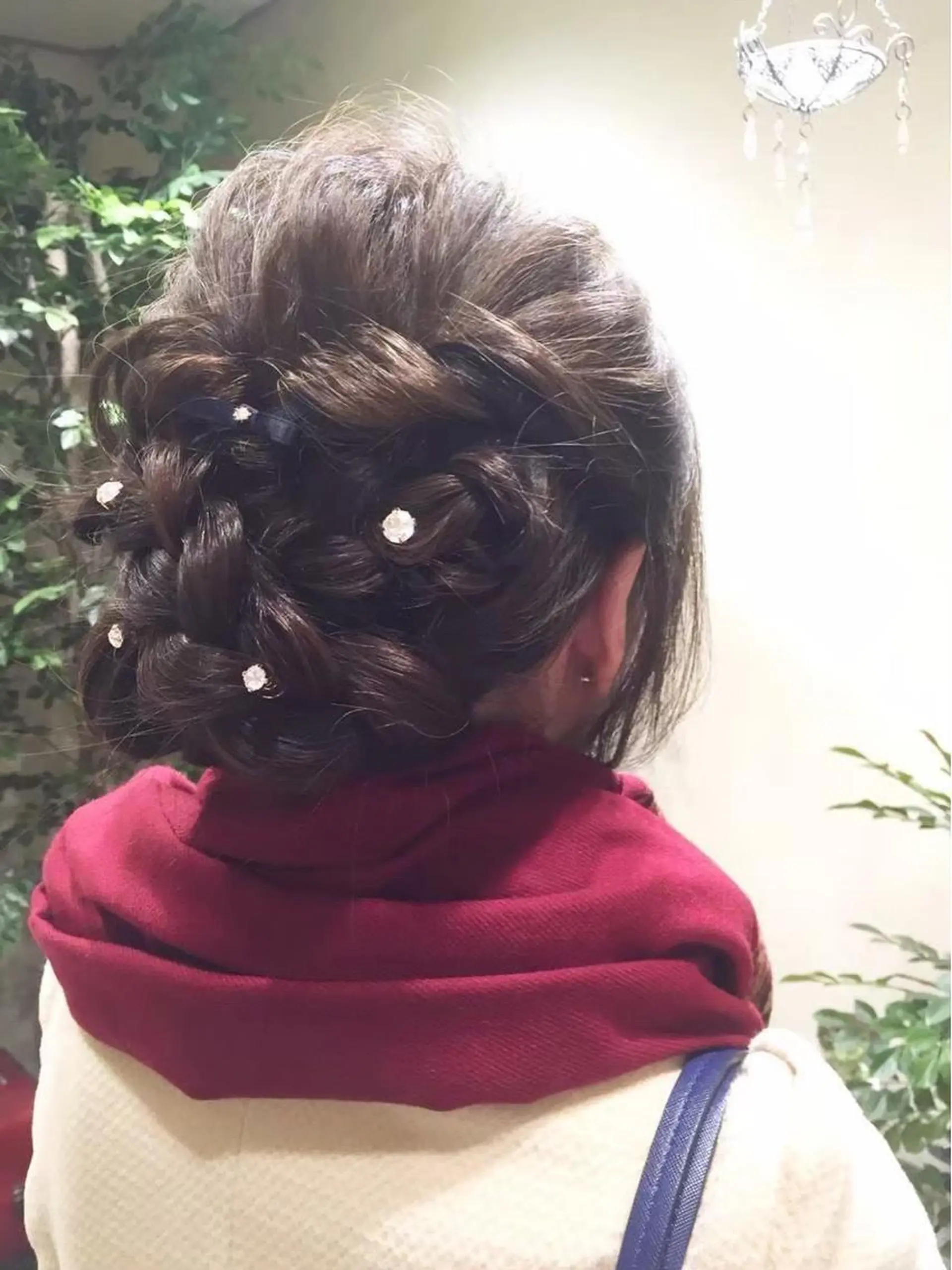 ミディアム ヘアアレンジ ハーフアップ 結婚式・ブライダル 三つ編み ヘアセット 髪質改善ヘアケア 艶髪特化/上田のヘアスタイル