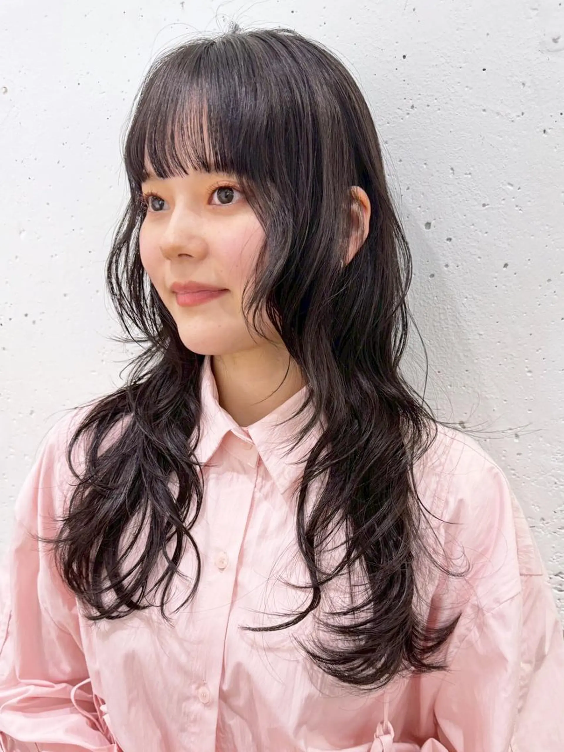 カラー セミロング くびれヘア 顔まわりレイヤー 顔周りカット 韓国風ヘア レイヤーカット カット ヘアカラー トリートメント ITbyALBUM 藤沢店のヘアスタイル