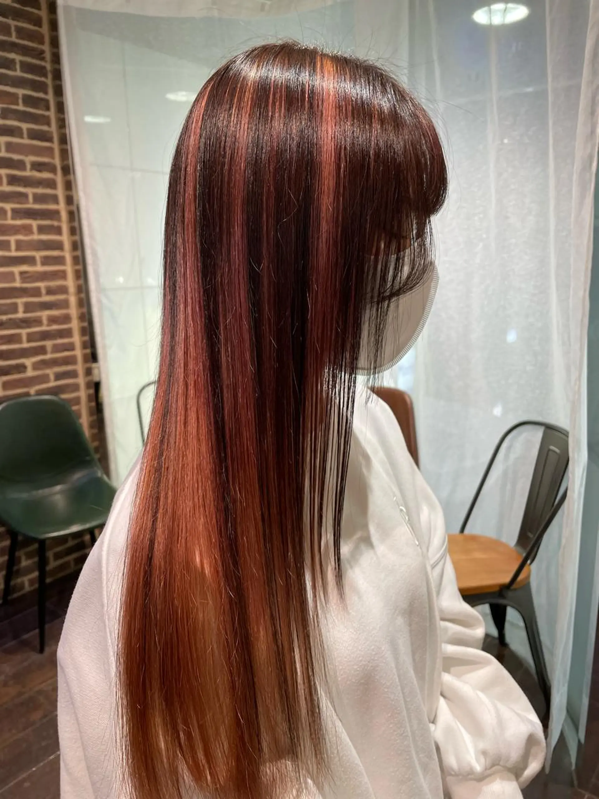 ロング カラー ベージュカラー 黒髪 ブリーチ ブルーカラー ブルーブラック 韓国レイヤー🇰🇷 🤍🎀honokaのヘアスタイル